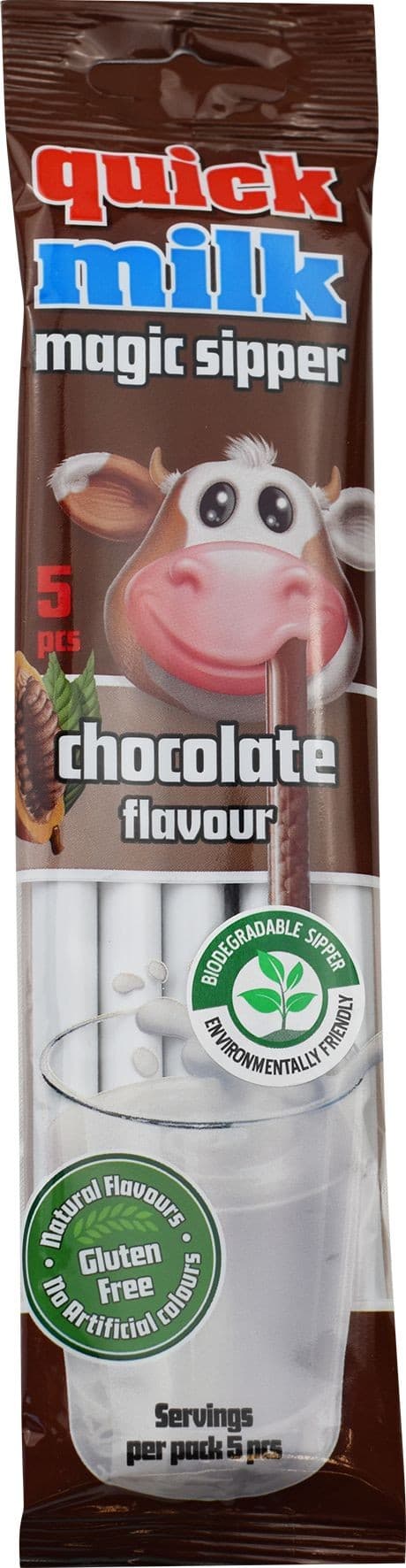 Quick Milk Magická brčka do mléka s příchutí čokoláda 30g 5x6g