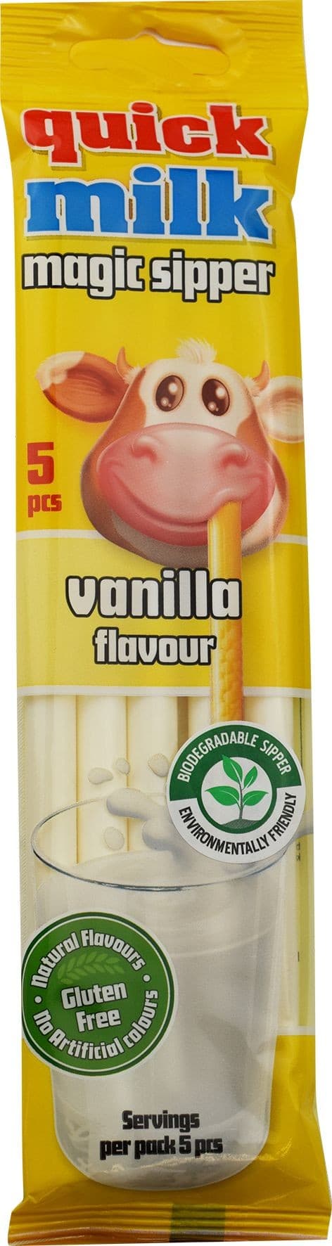 Quick Milk Magická brčka do mléka s příchutí vanilka 30g 5x6g
