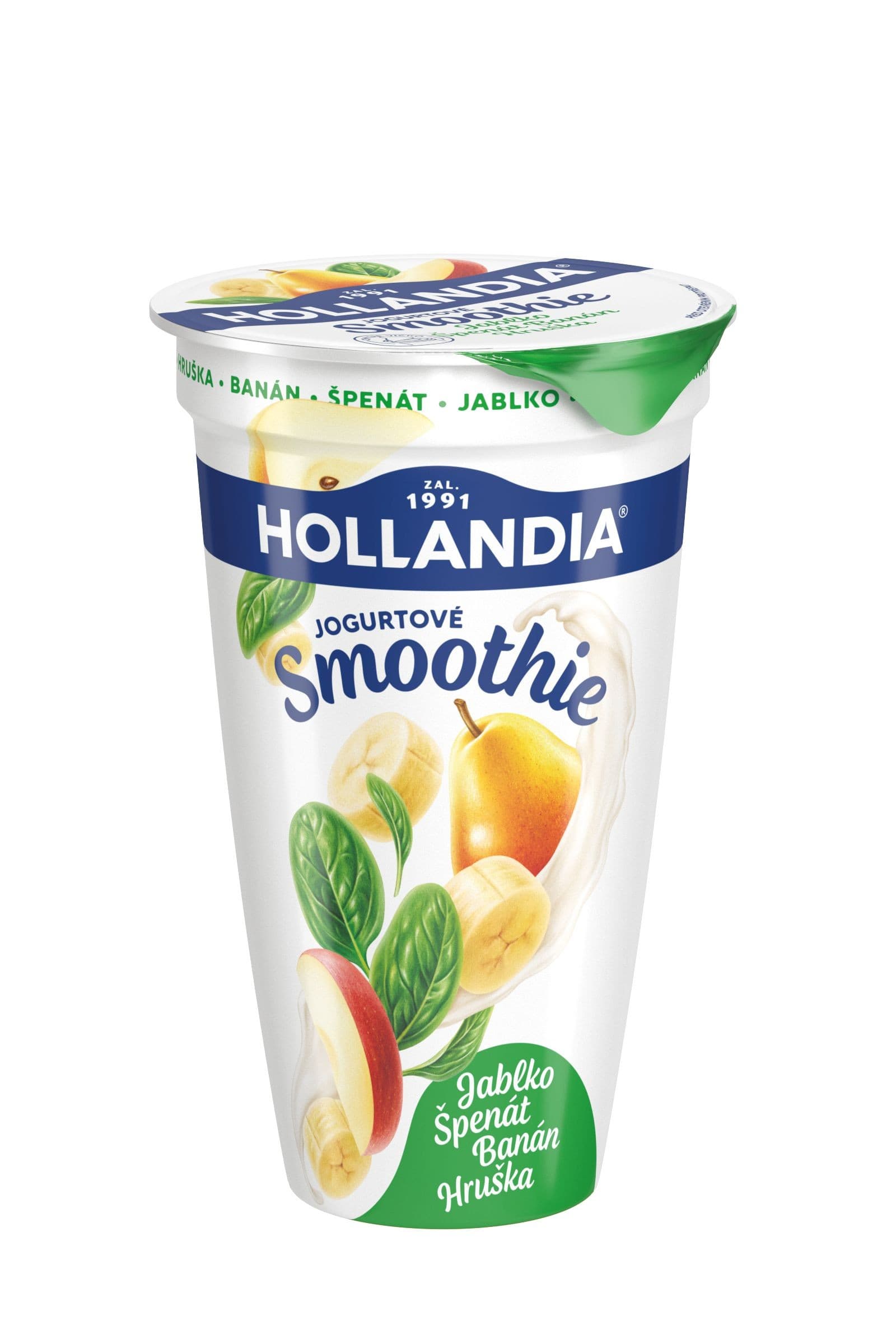 Hollandia Jogurtové Smoothie jablko, banán, špenát, hruška 230g