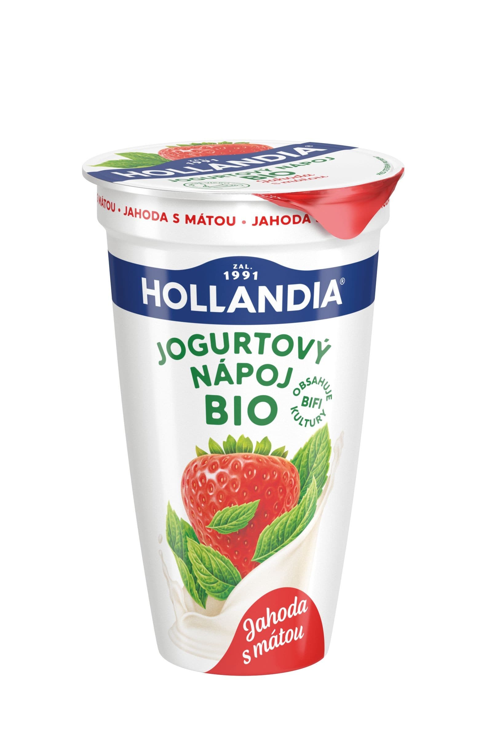 HOLLANDIA Jogurtový nápoj BIO, Jahoda s mátou 230g