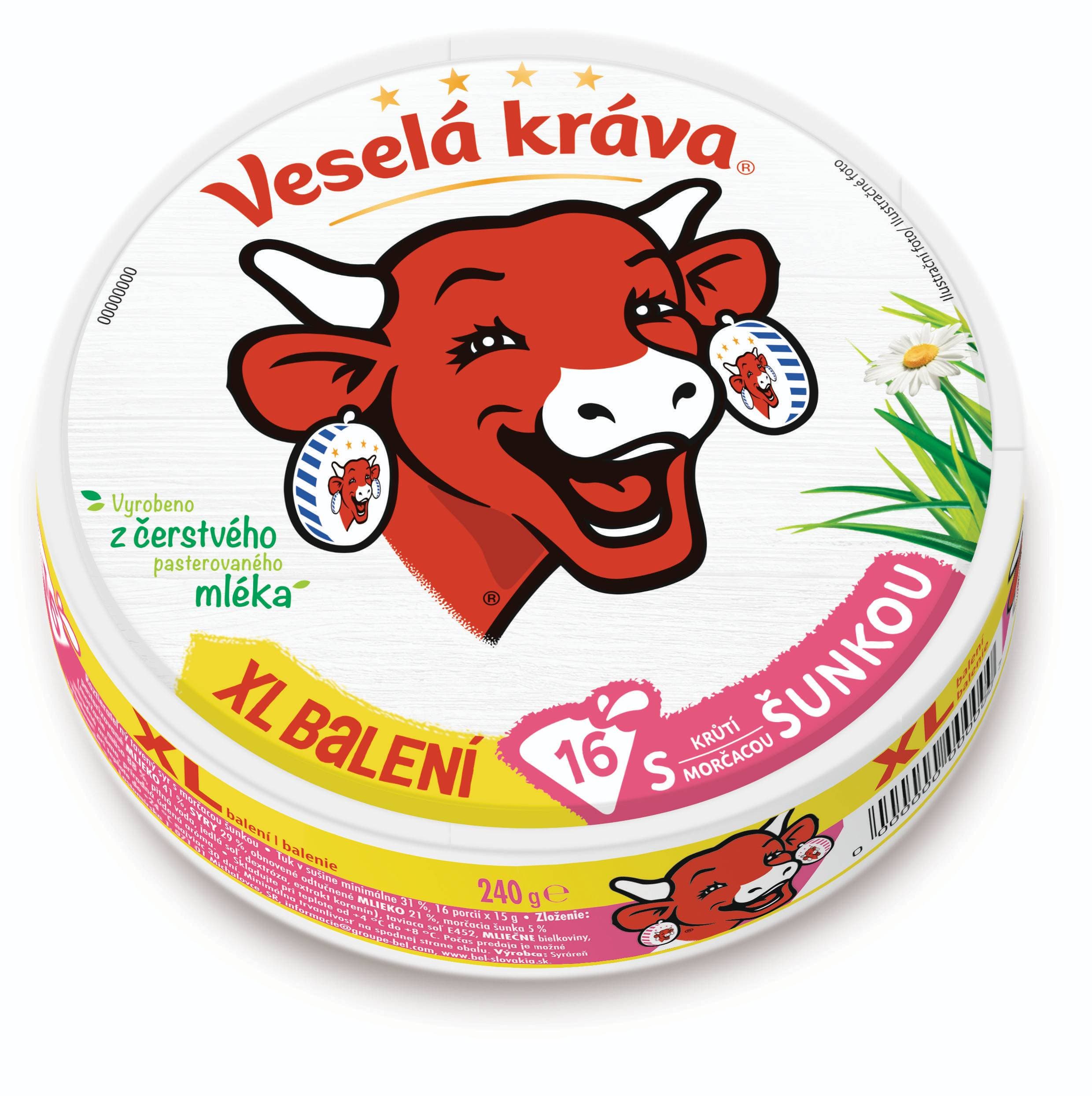 Veselá Kráva Tavený sýr šunka XL 16ks 240 g