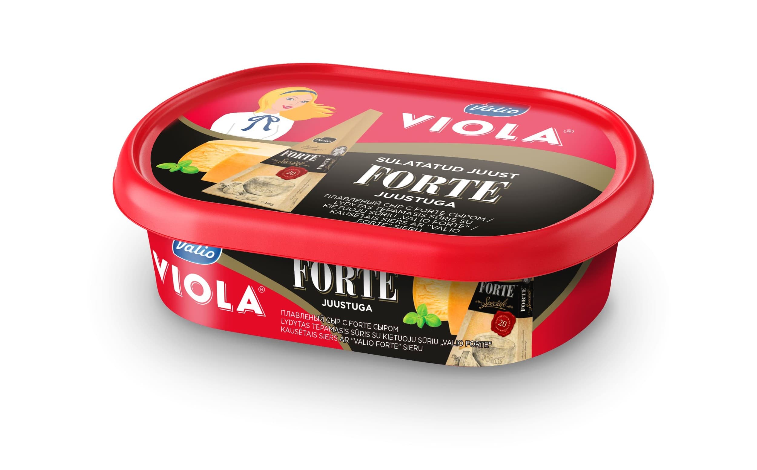 Tavený sýr Viola s tvrdým sýrem forte 185G 45% t.v.s., min. 40% sušiny