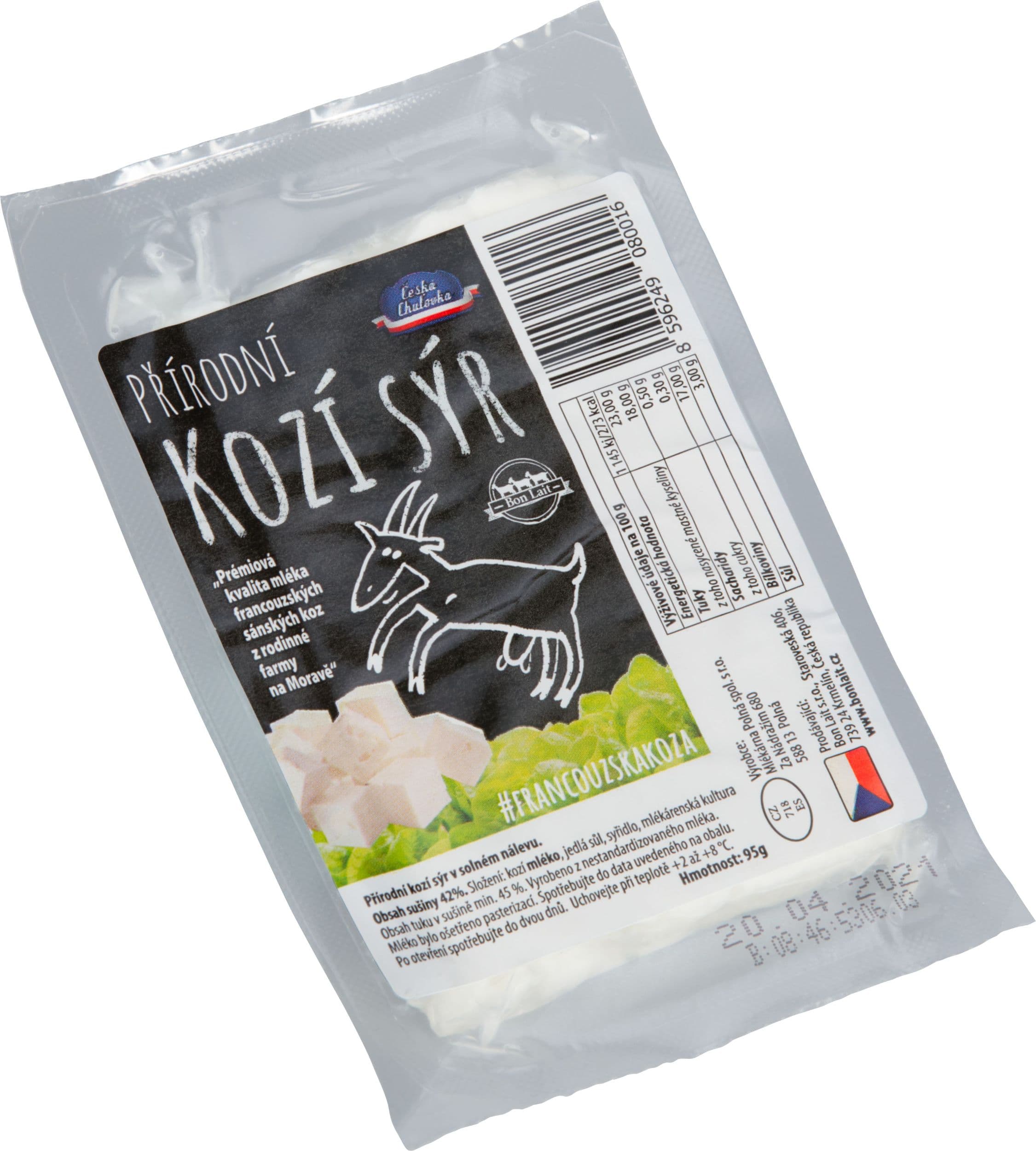 Mlékárna Polná Bon Lait Přírodní kozí sýr v solném nálevu 95g