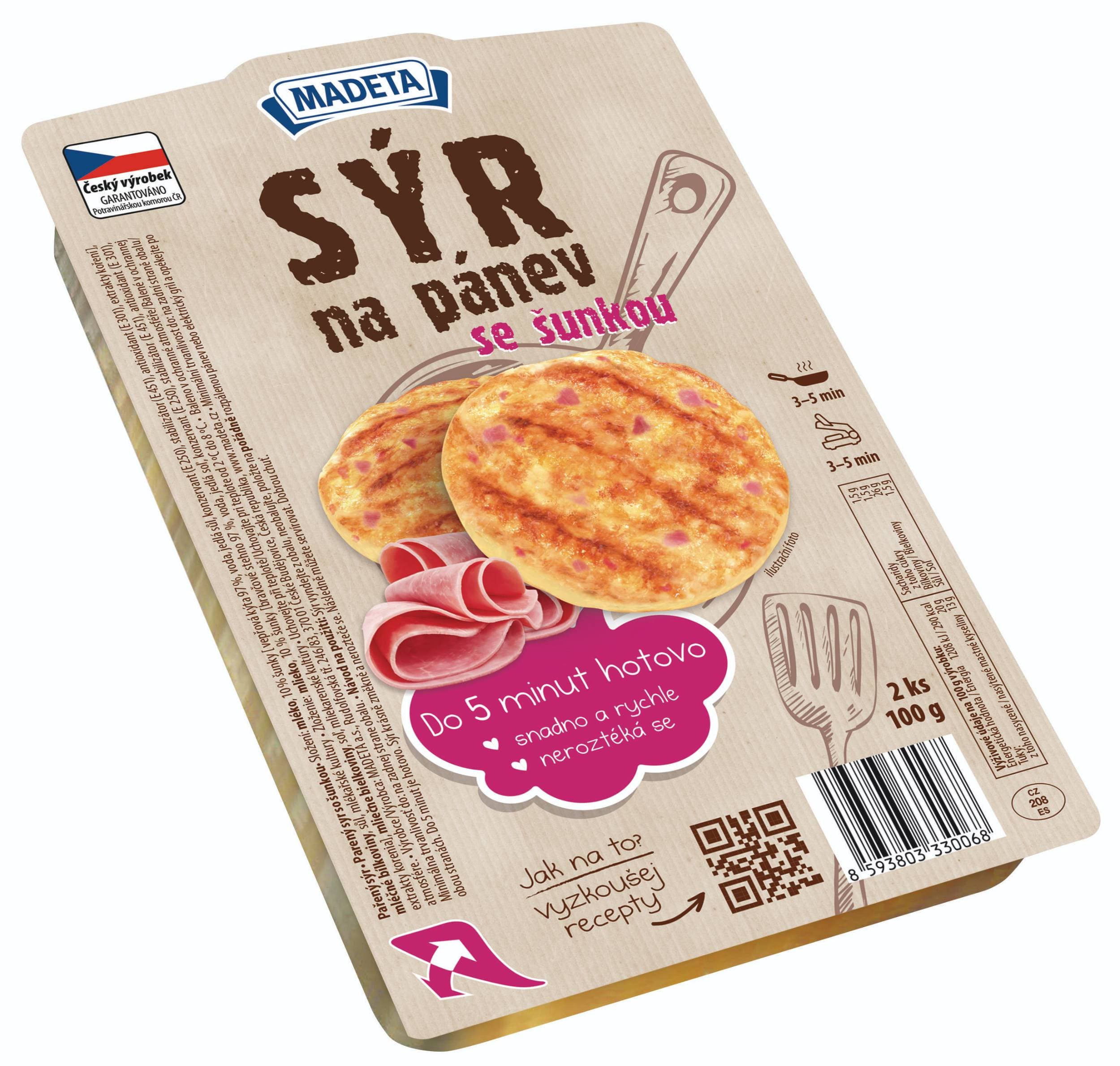 Madeta Sýr na pánev šunka 100g
