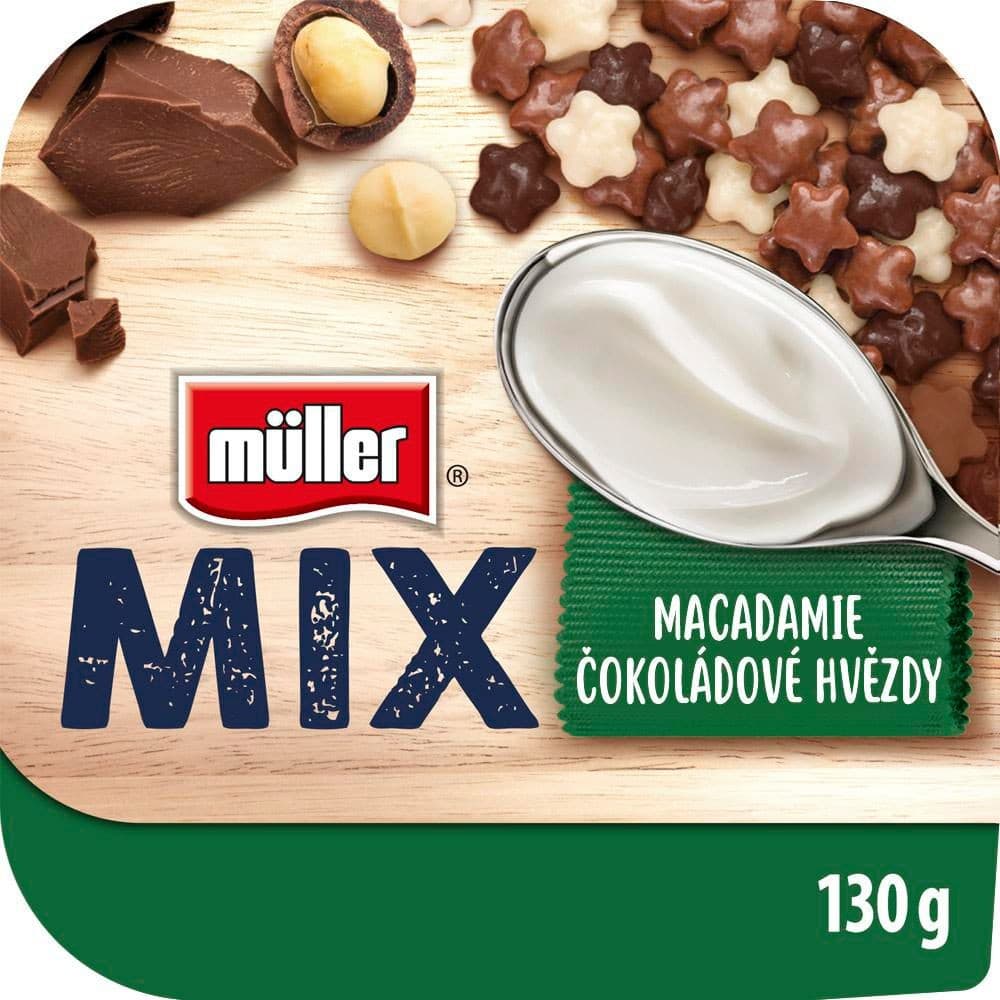 Müller Mix Choco Stars jogurt s příchutí makadamových ořechů 130 g