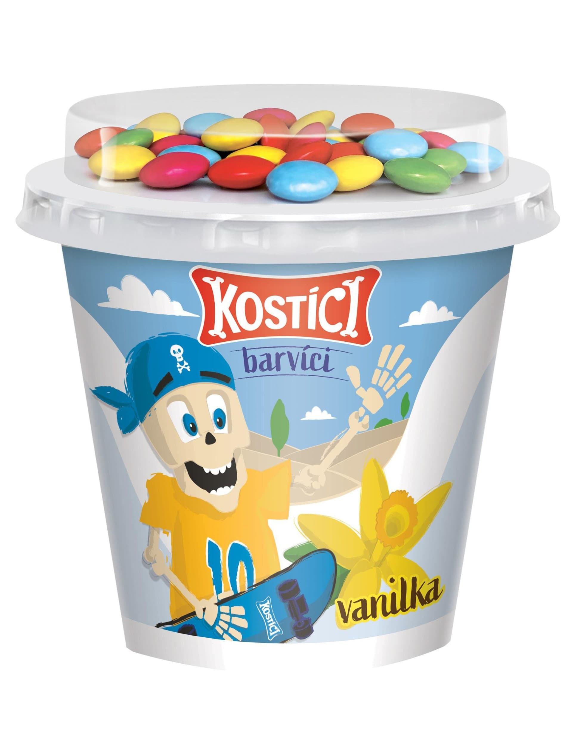 Danone Kostíci Barvíci Jogurt vanilkový a čokoládové dražé 109g