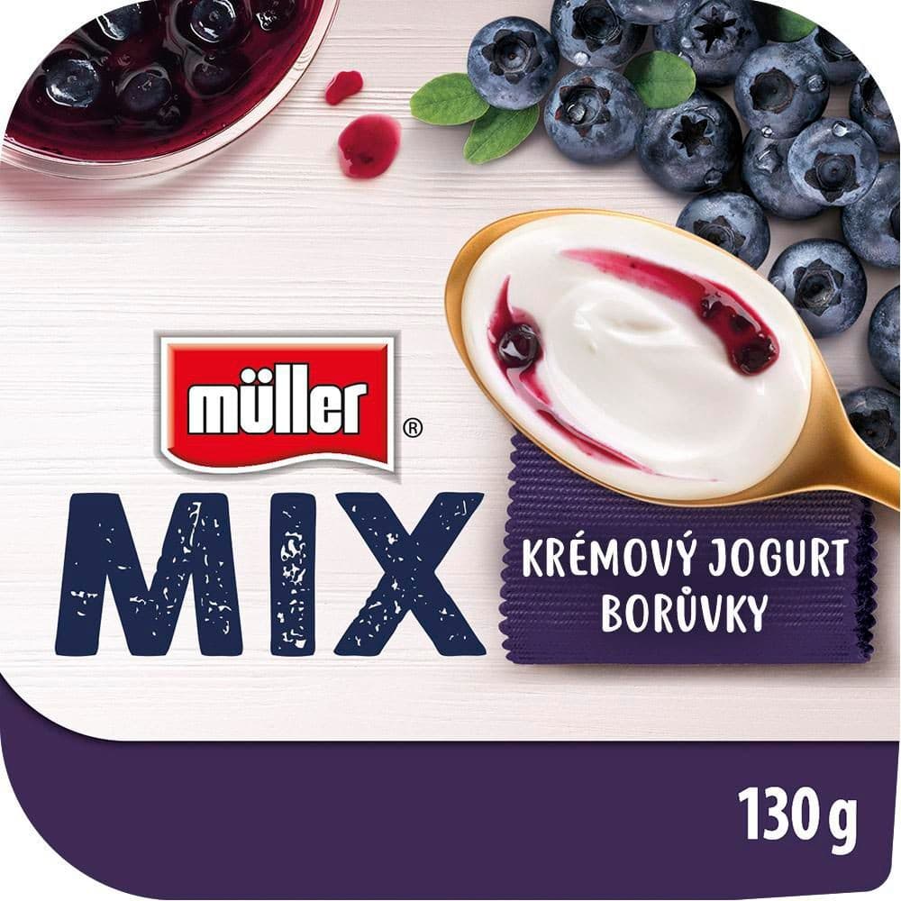 Müller Mix Blueberry slazený ochucený jogurt 130 g