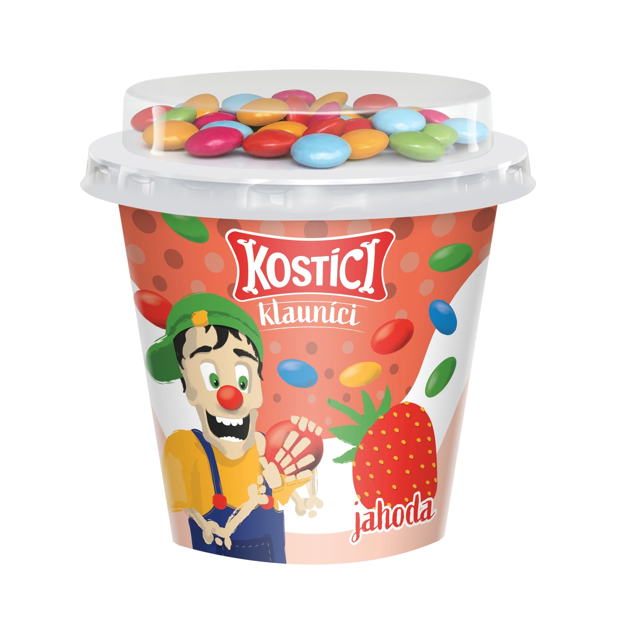 Kostíci Klauníci (jahodový jogurt a čokoládové dražé) 109g