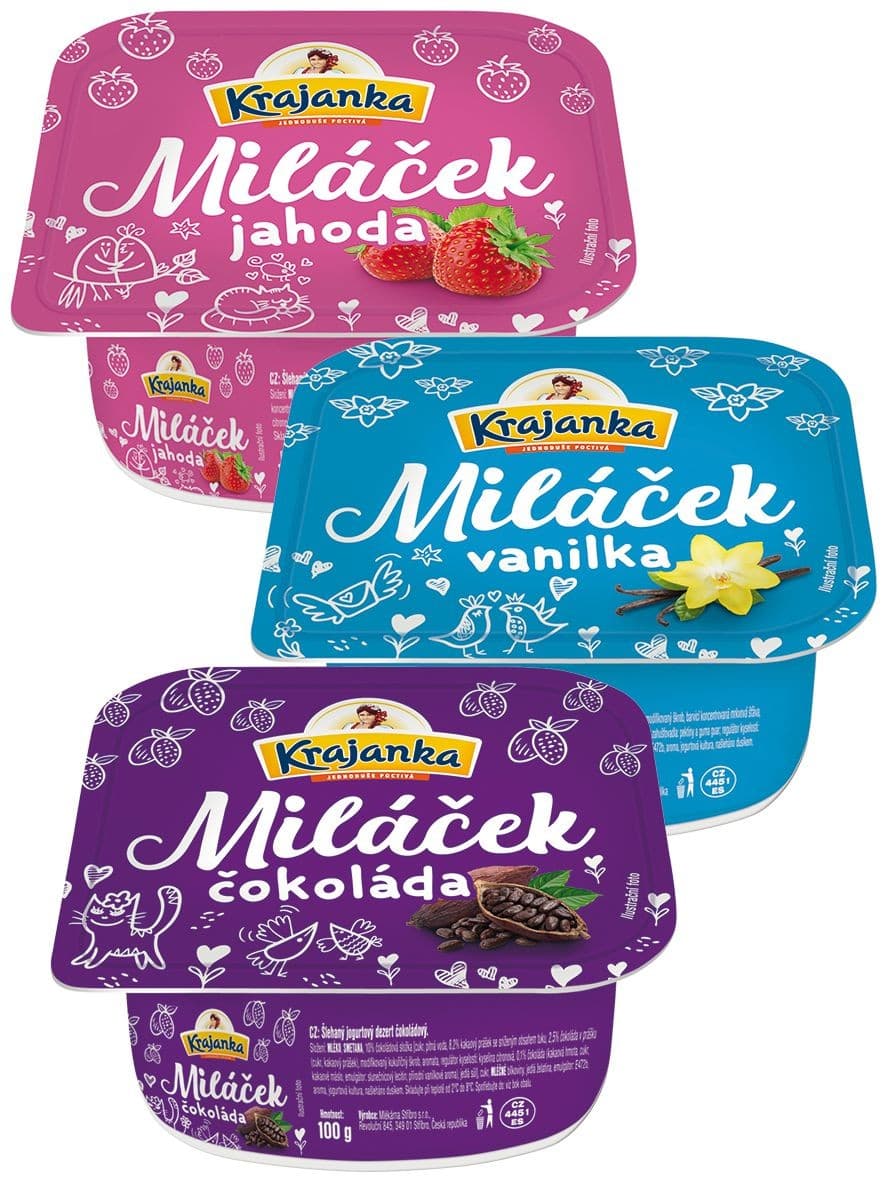 Krajanka Miláček jogurtový dezert různé příchutě 100g