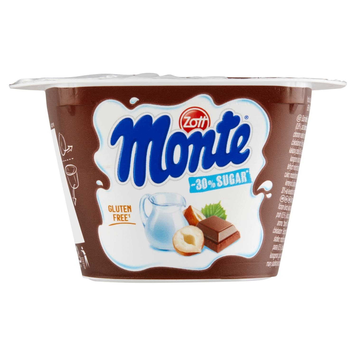 Zott Monte Mléčný dezert čokoládový s lískovými oříšky 150g min o 30% méně cukru