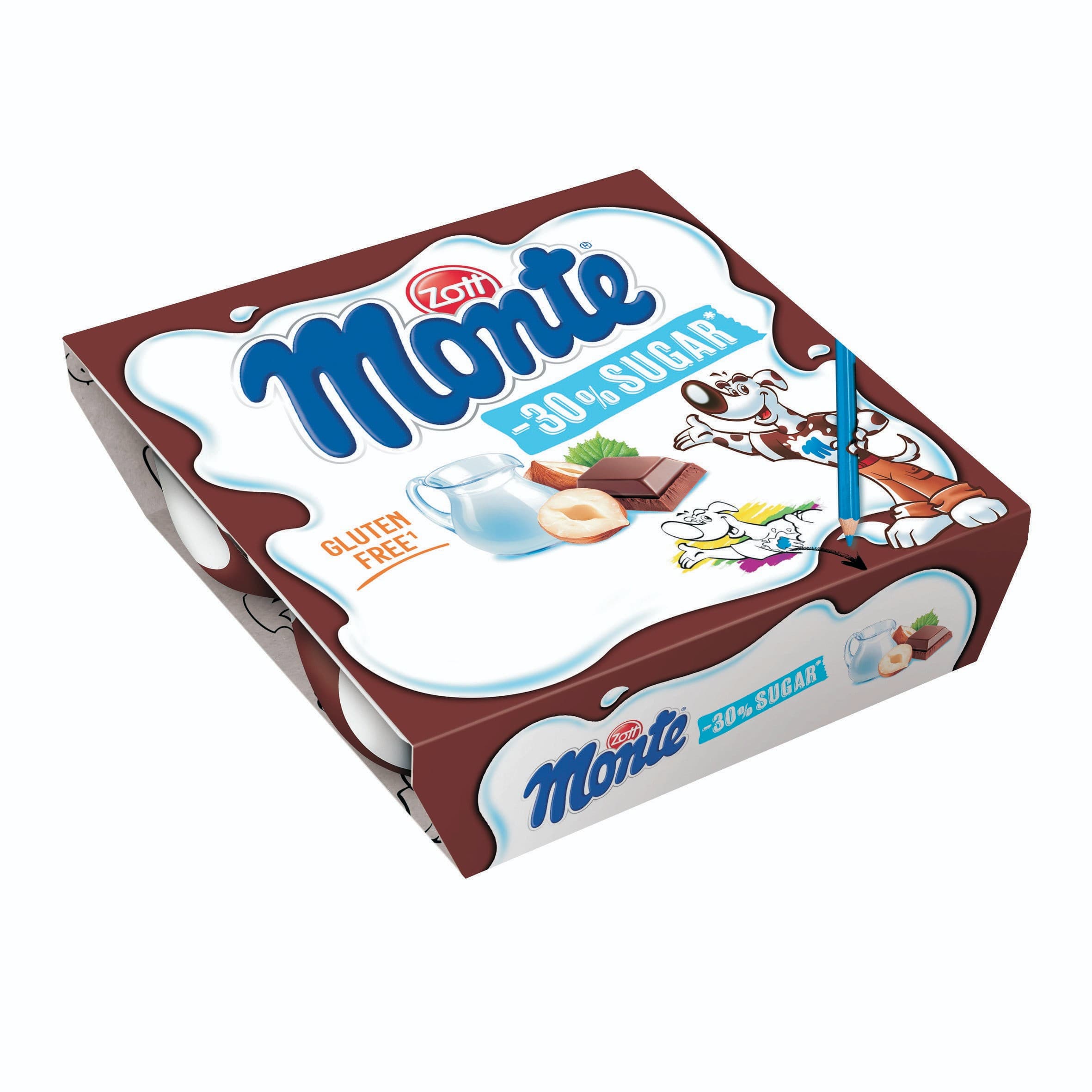 Zott Monte Mléčný dezert čokoládový s lískovými oříšky 4x55 g