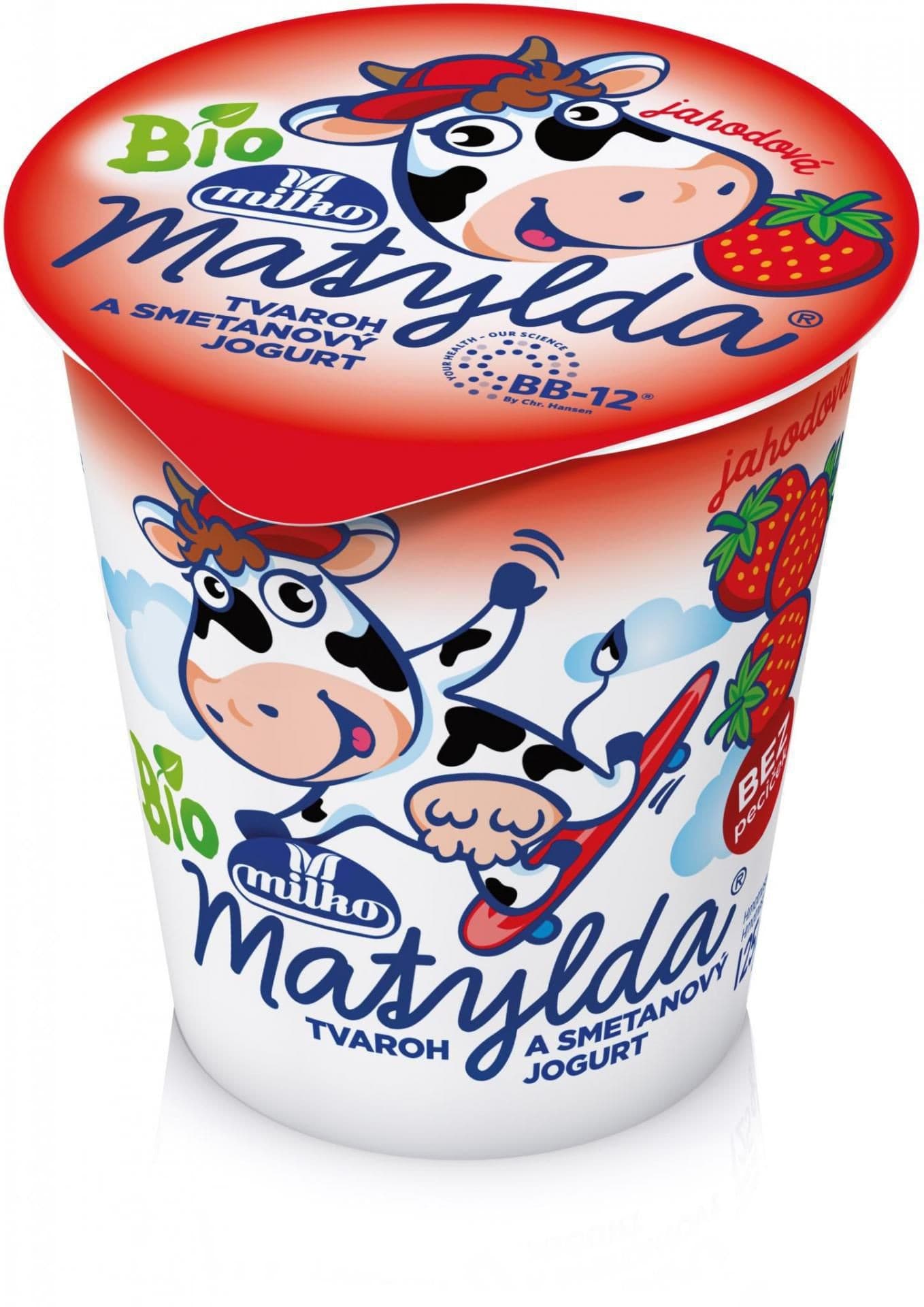 Milko Matylda Jahodová BIO tvaroh a smetanový jogurt 125g