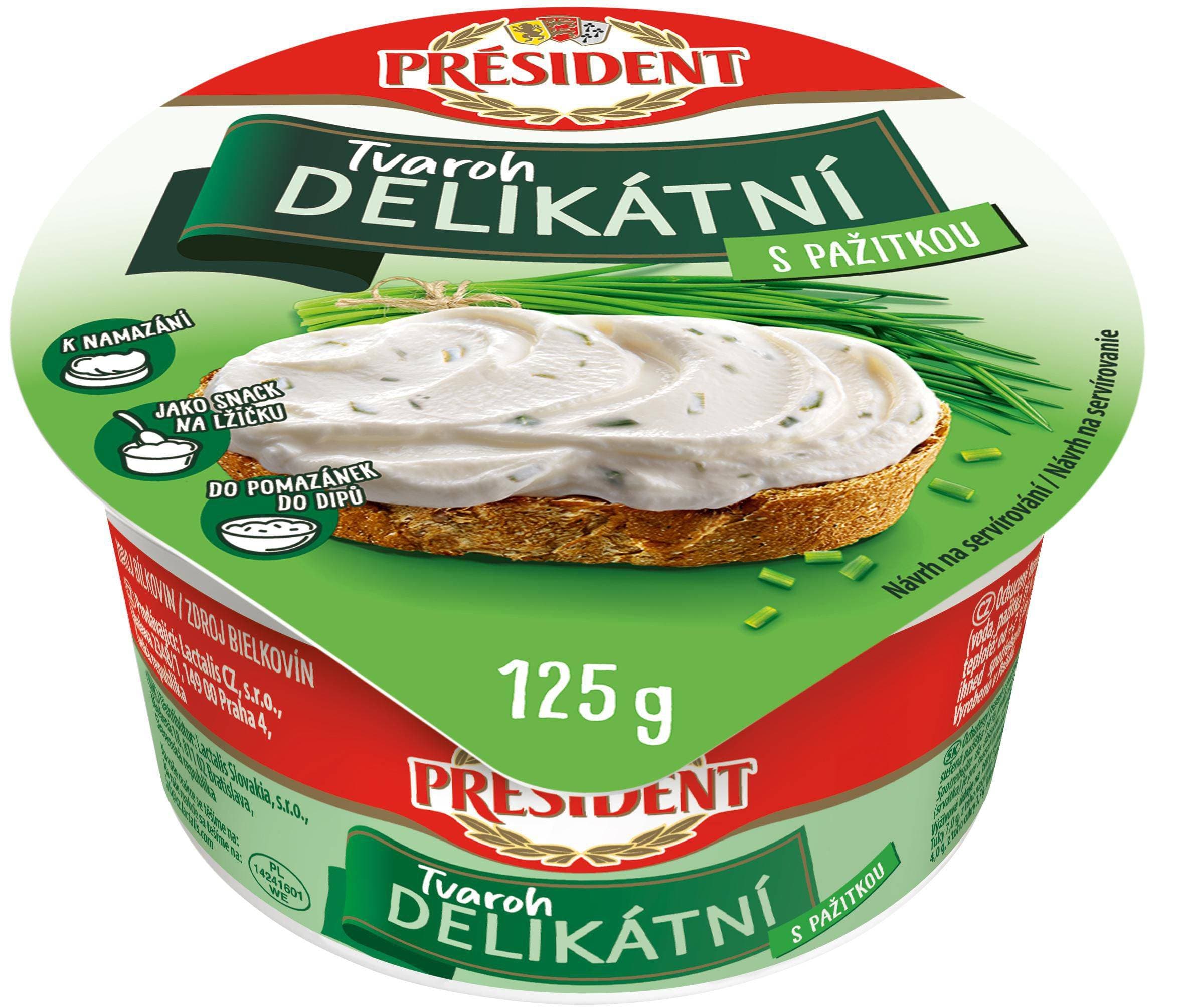 Président Delikátní Tvaroh natur/ pažitka 125g