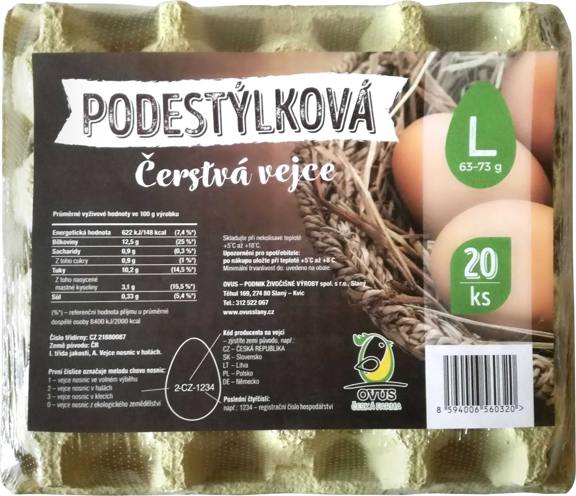 Ovus Vejce podestýlková L 20 ks