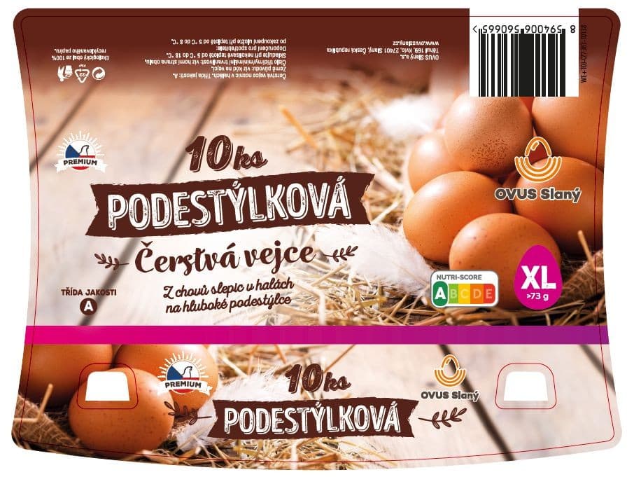Čerstvá podestýlková vejce XL 10 ks