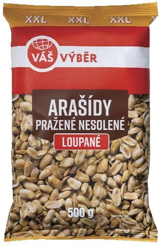 Váš Výběr Arašídy pražené nesolené loupané 500g