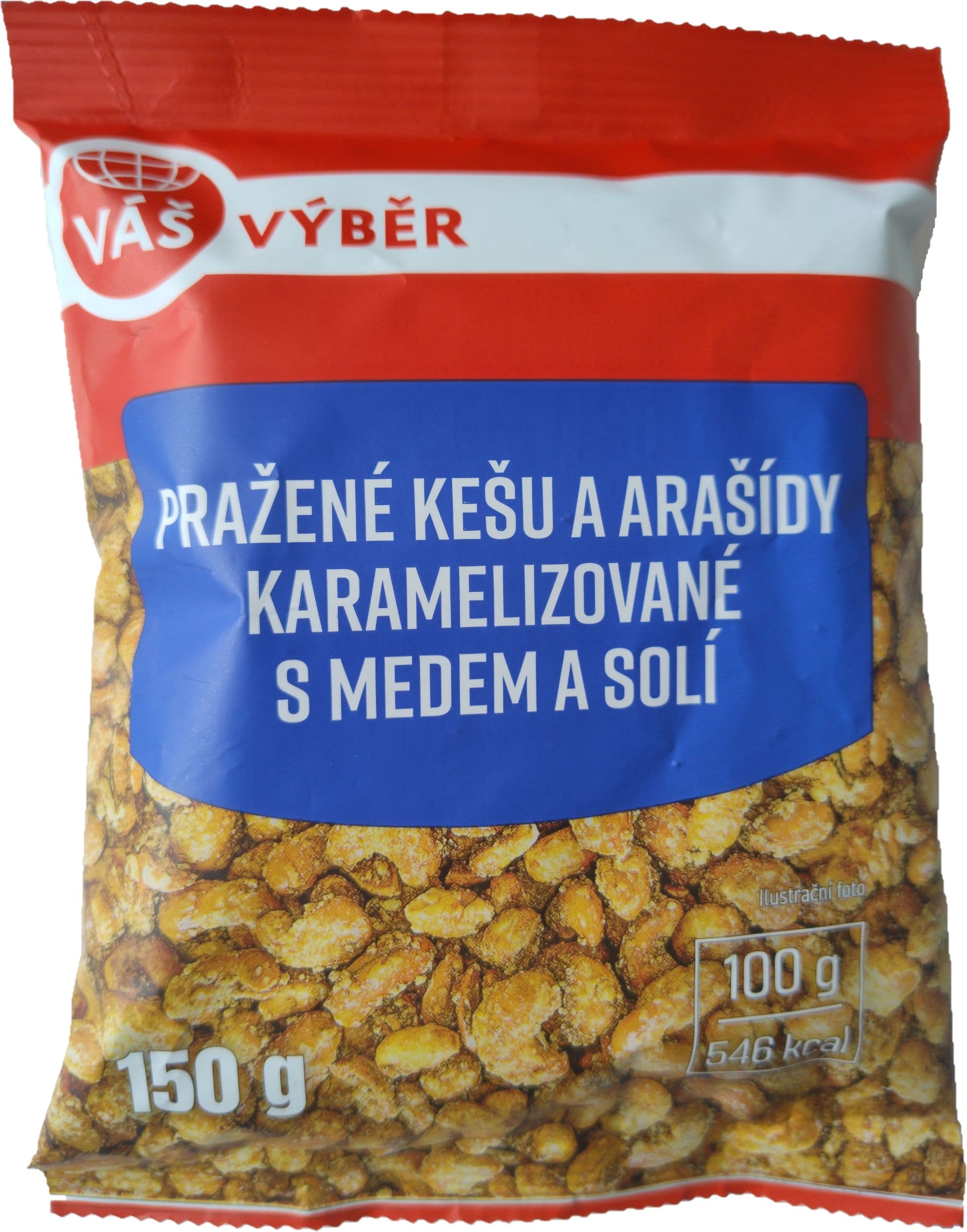 Váš Výběr Pražené kešu a arašídy s medem a solí 150g