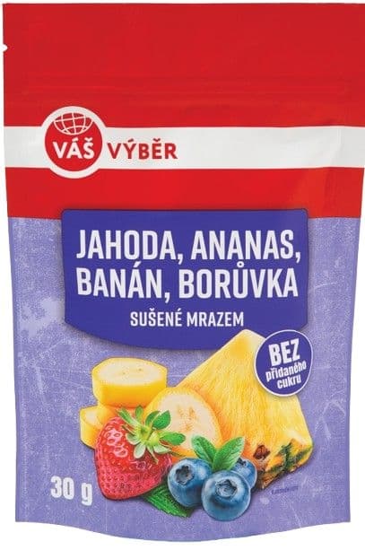 Váš Výběr Jahoda, ananas, ban., bor. mr.suš. 30g