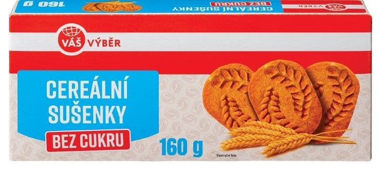 Váš Výběr Cereální sušenky bez cukru 160g