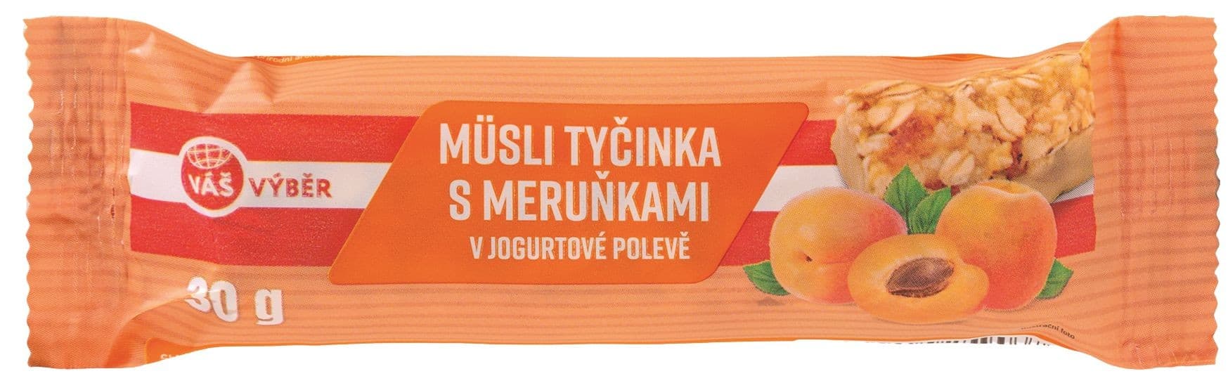 Váš Výběr Müsli tyčinka s meruňkami v jogurtové polevě 30g
