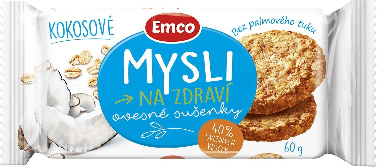 Emco Mysli na Zdraví Ovesné sušenky kokosové 60 g