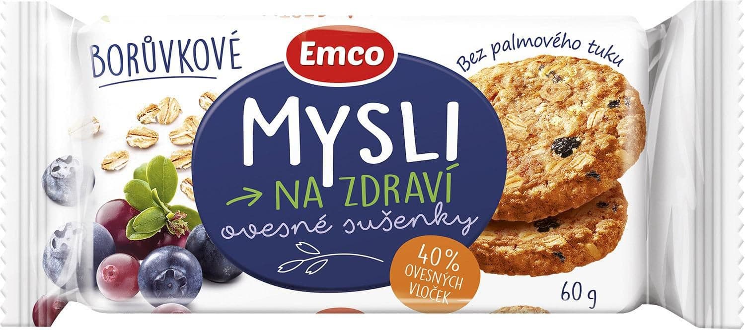 Emco Mysli na Zdraví Ovesné sušenky borůvkové 60 g