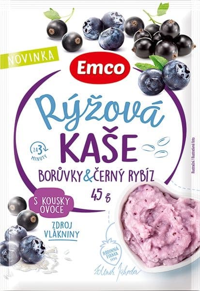Emco Rýžová kaše borůvka a černý rybíz 45g