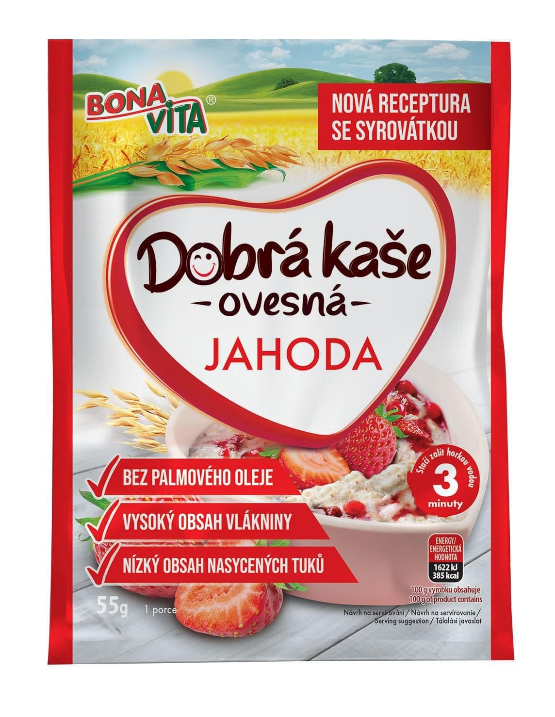 Bona Vita Dobrá kaše ovesná jahoda  55g