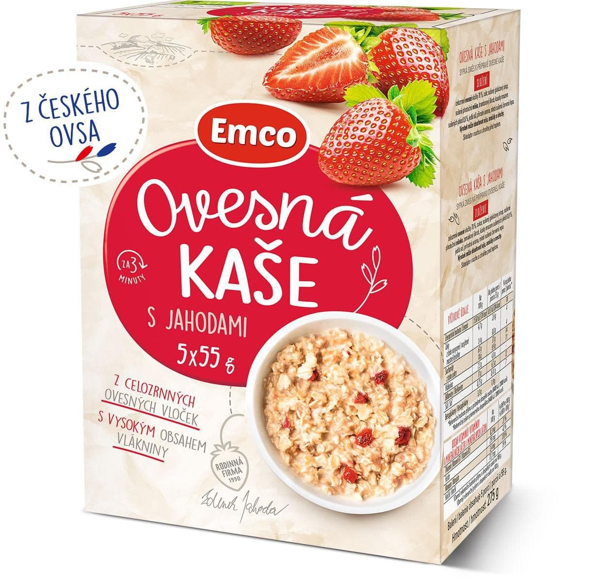 Emco Ovesná kaše s jahodami 5x55 g