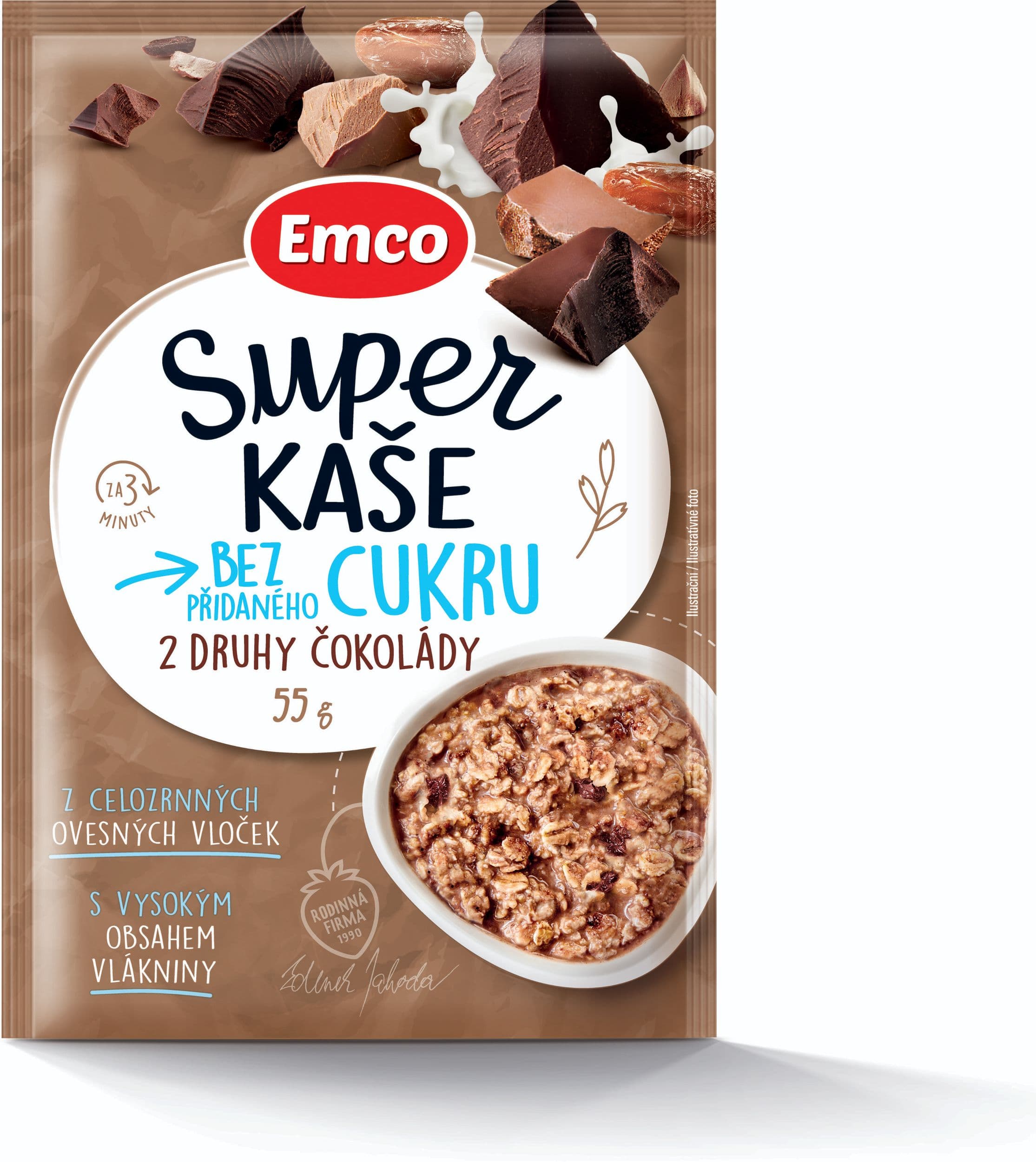 Emco Super kaše 2 druhy čokolády 55g