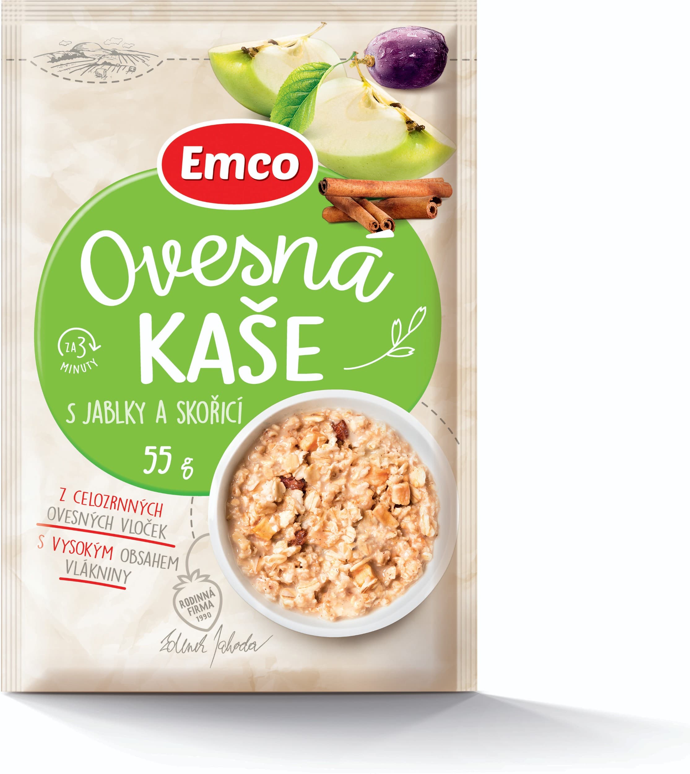 Emco Ovesná kaše s jablky a skořicí 55g