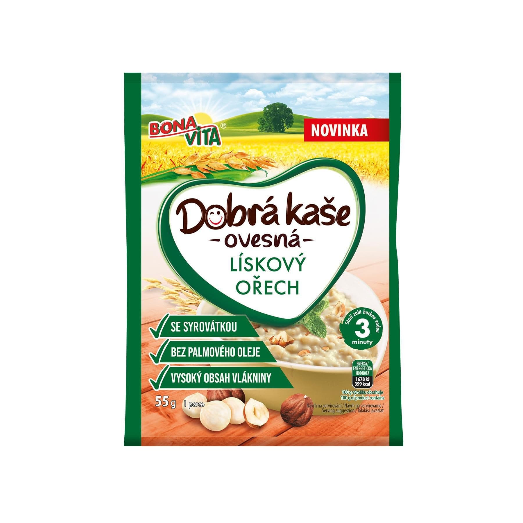 Bonavita Dobrá kaše lískový ořech 55g