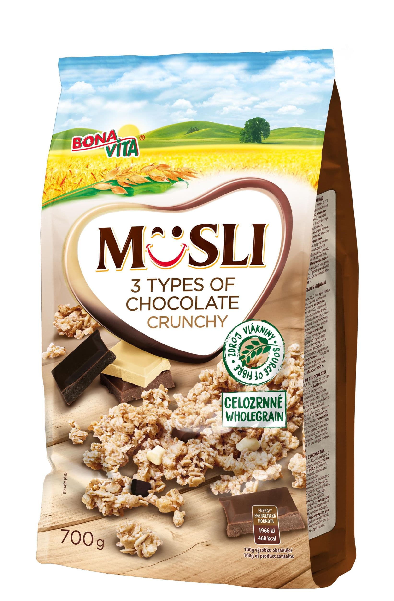 Bona Vita Zapékané křupavé musli 3 druhy čokolády 700 g