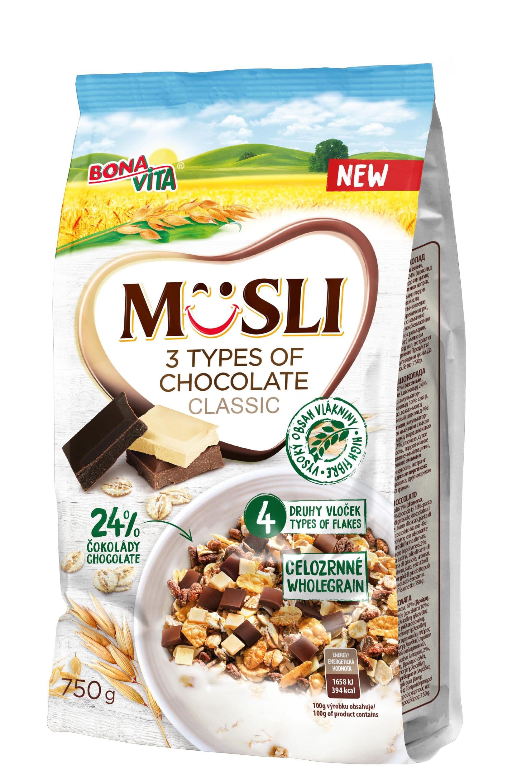 Bona Vita Sypané müsli trio čokoláda 750g