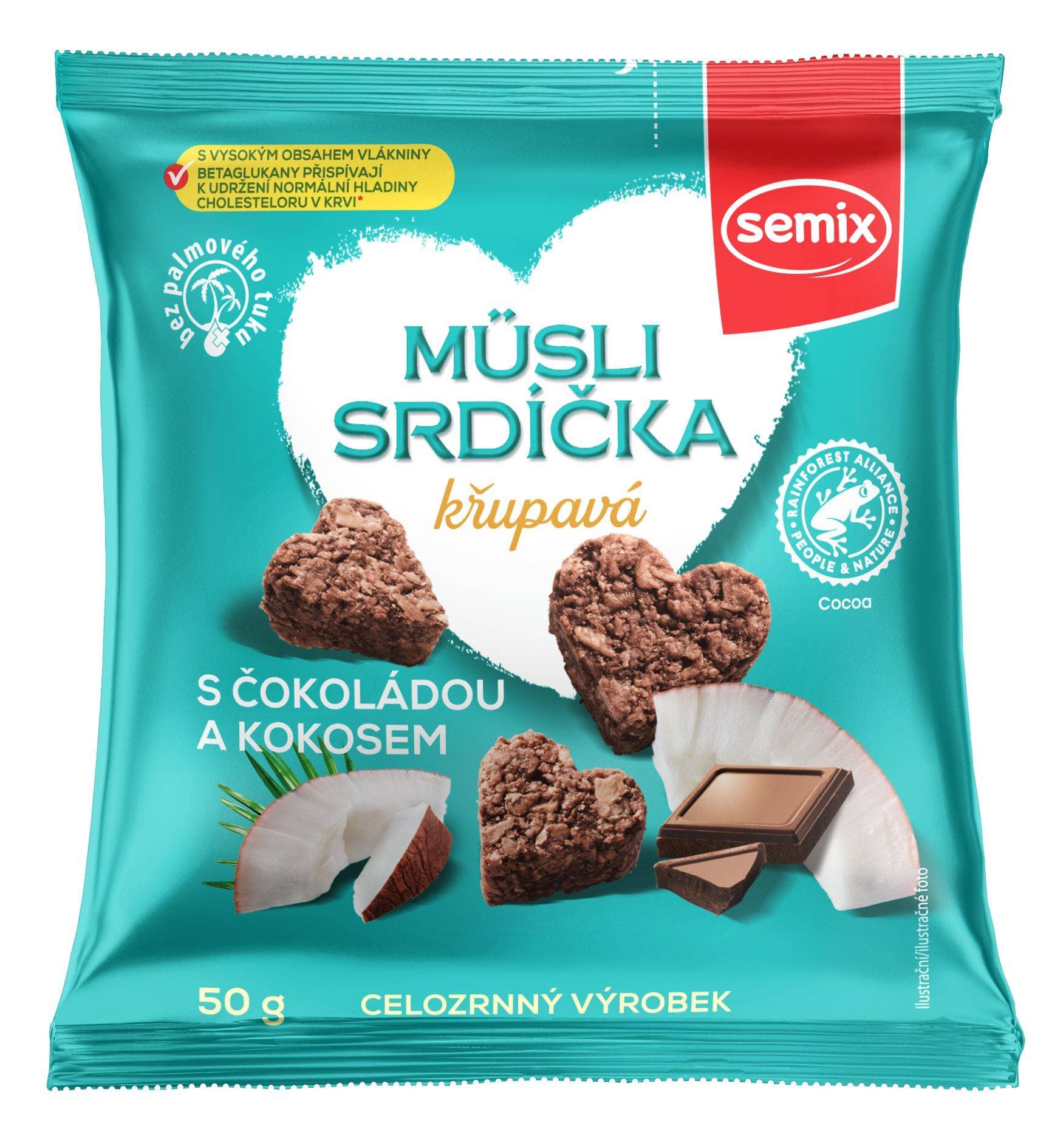 SeMix Musli srdíčka křupavá s čokoládou a kokosem 50 g