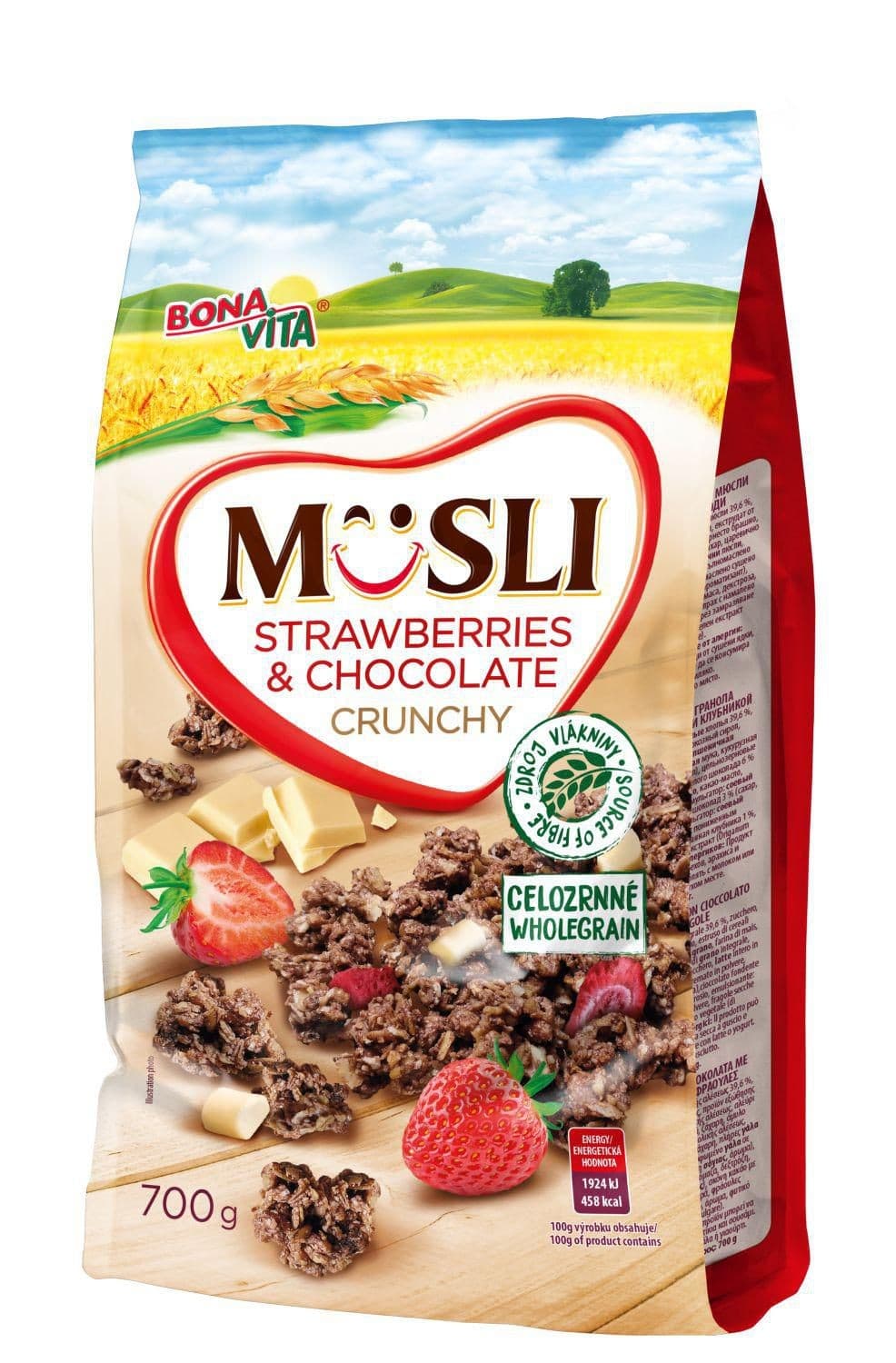Bona Vita Zapékané musli čokoládové s bílou čokoládou a jahodami 700 g
