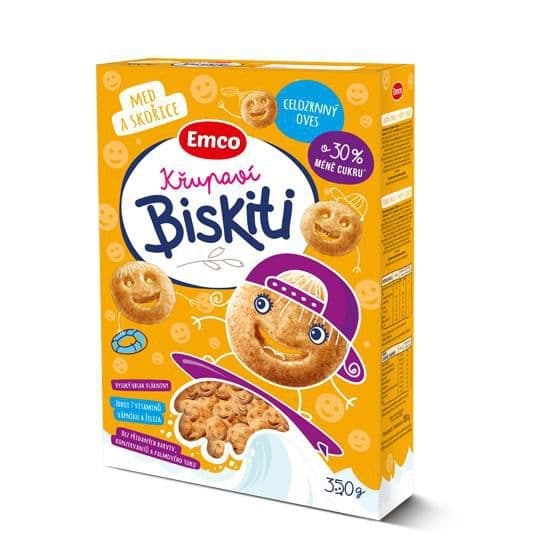 Emco Křupaví Biskiti med a skořice 350g