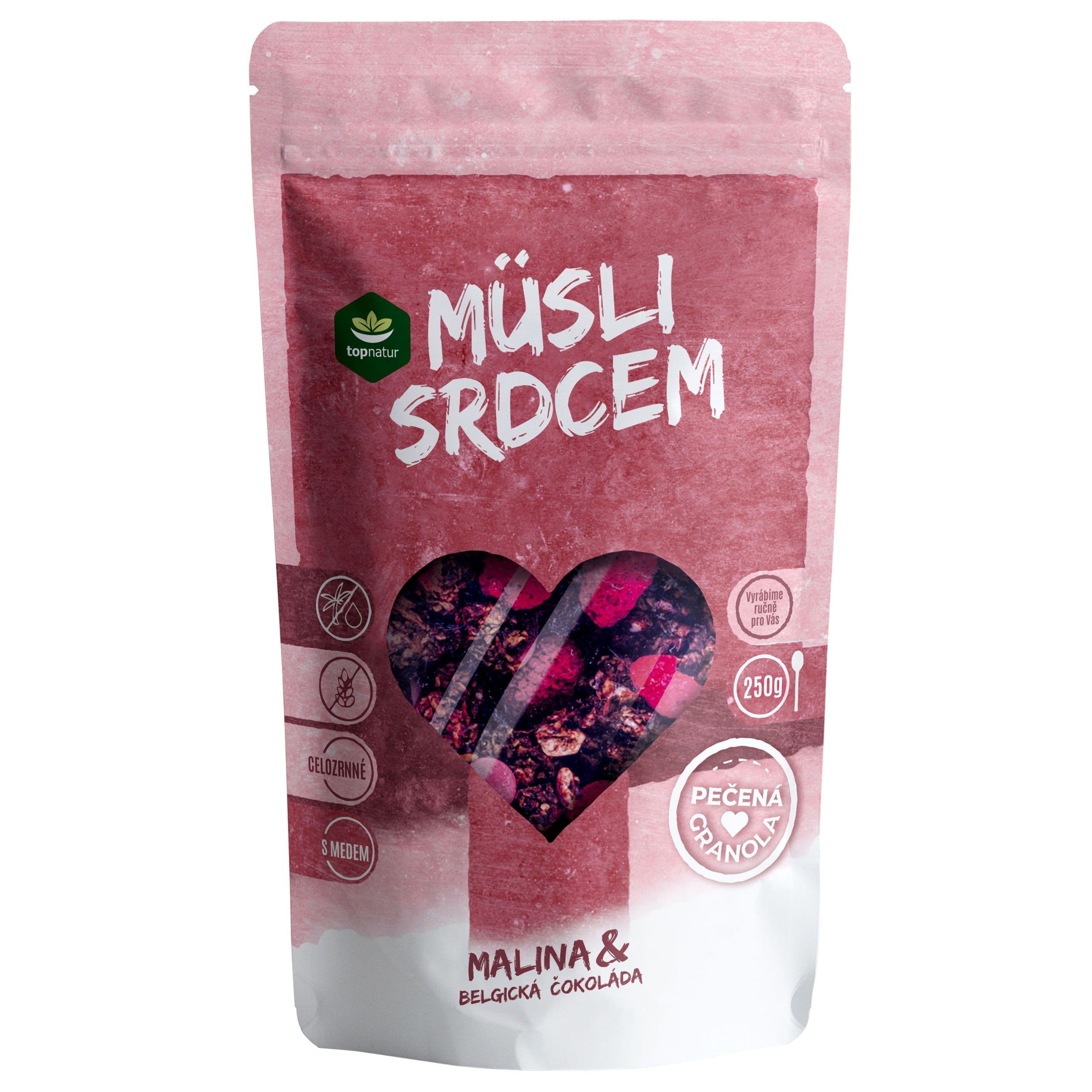 MUSLI SRDCEM BELG.ČOKO A MALINA 250G