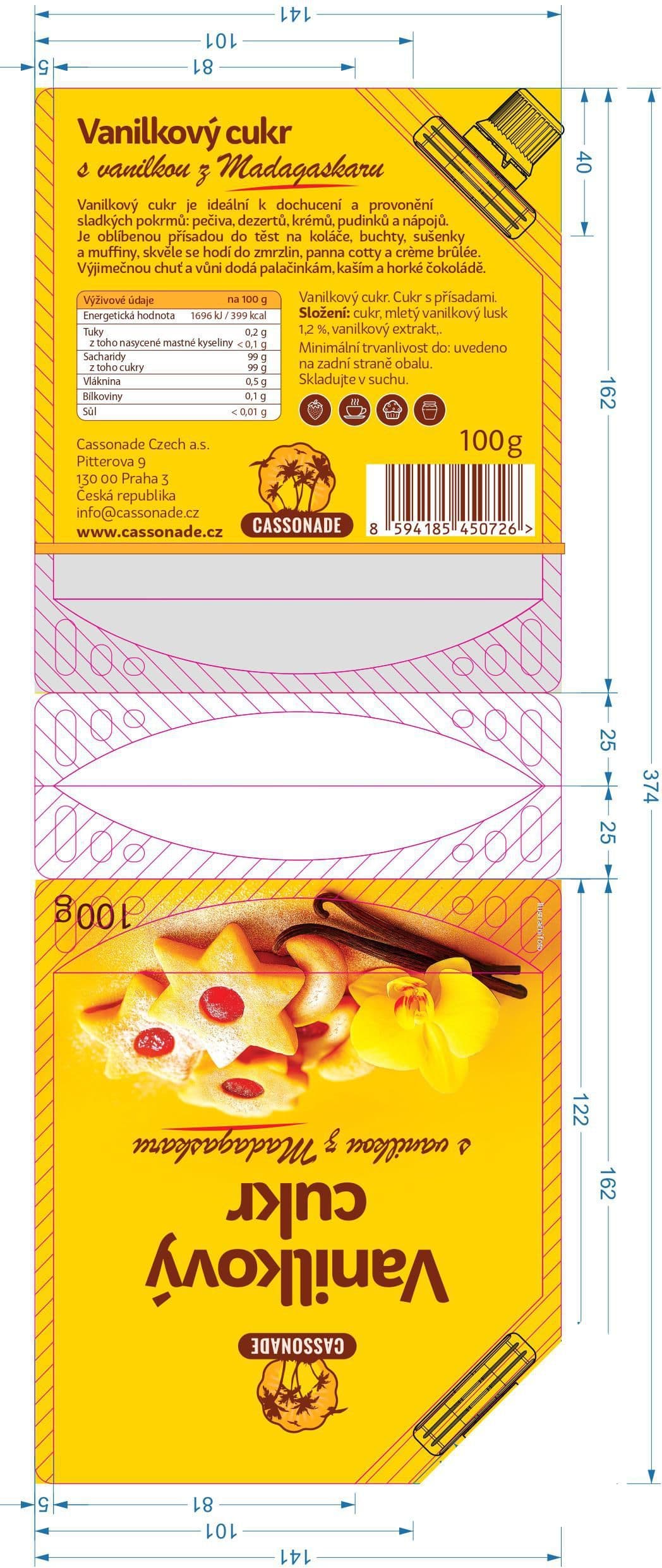 Cassonade Vanilkový cukr 100g