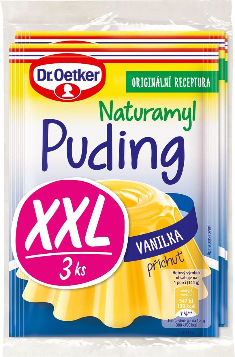 Dr. Oetker NAT Puding příchuť vanilka 3ks XXL 111g