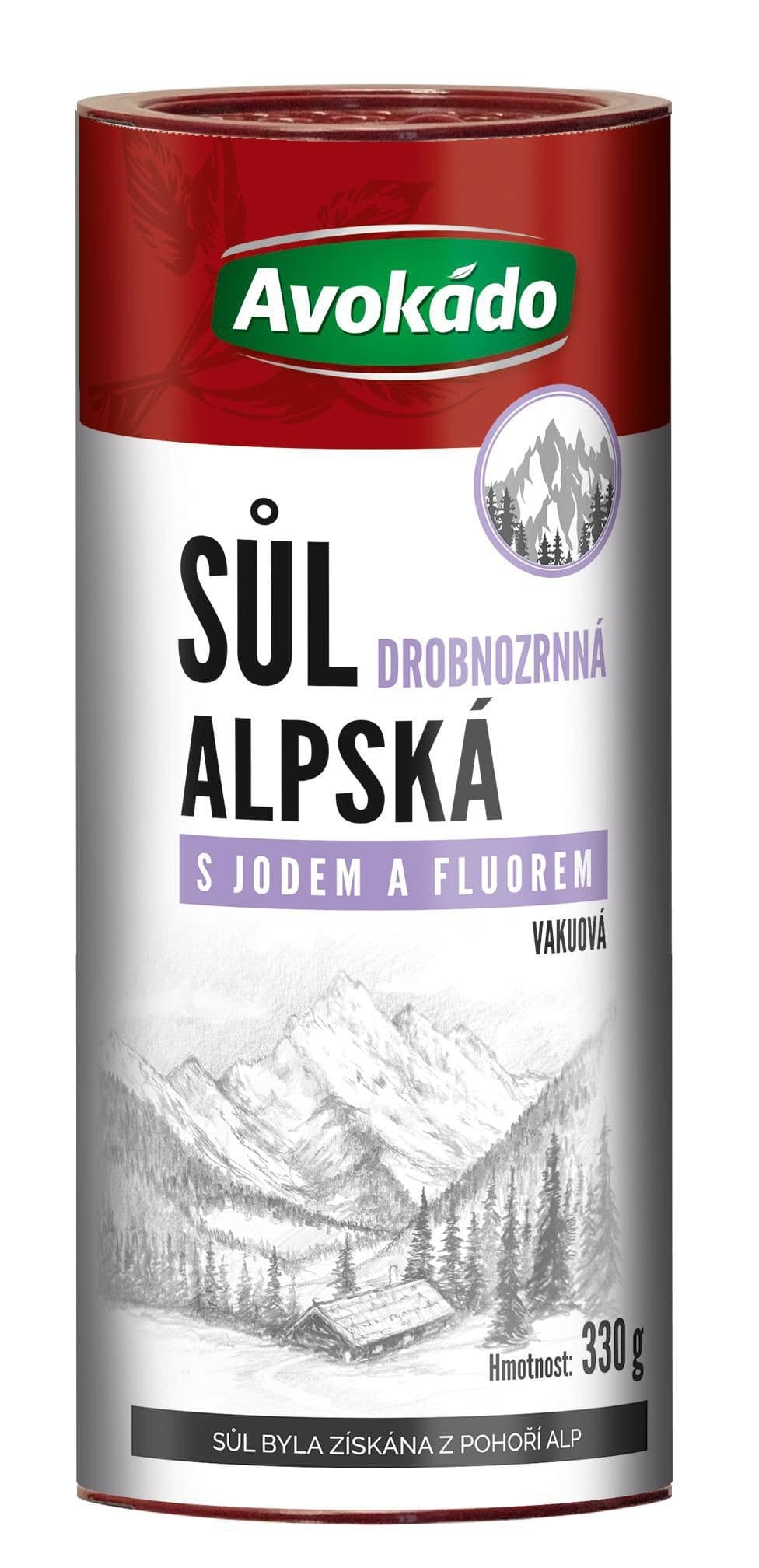 Avokádo Alpská sůl s jódem a fluorem 330 g