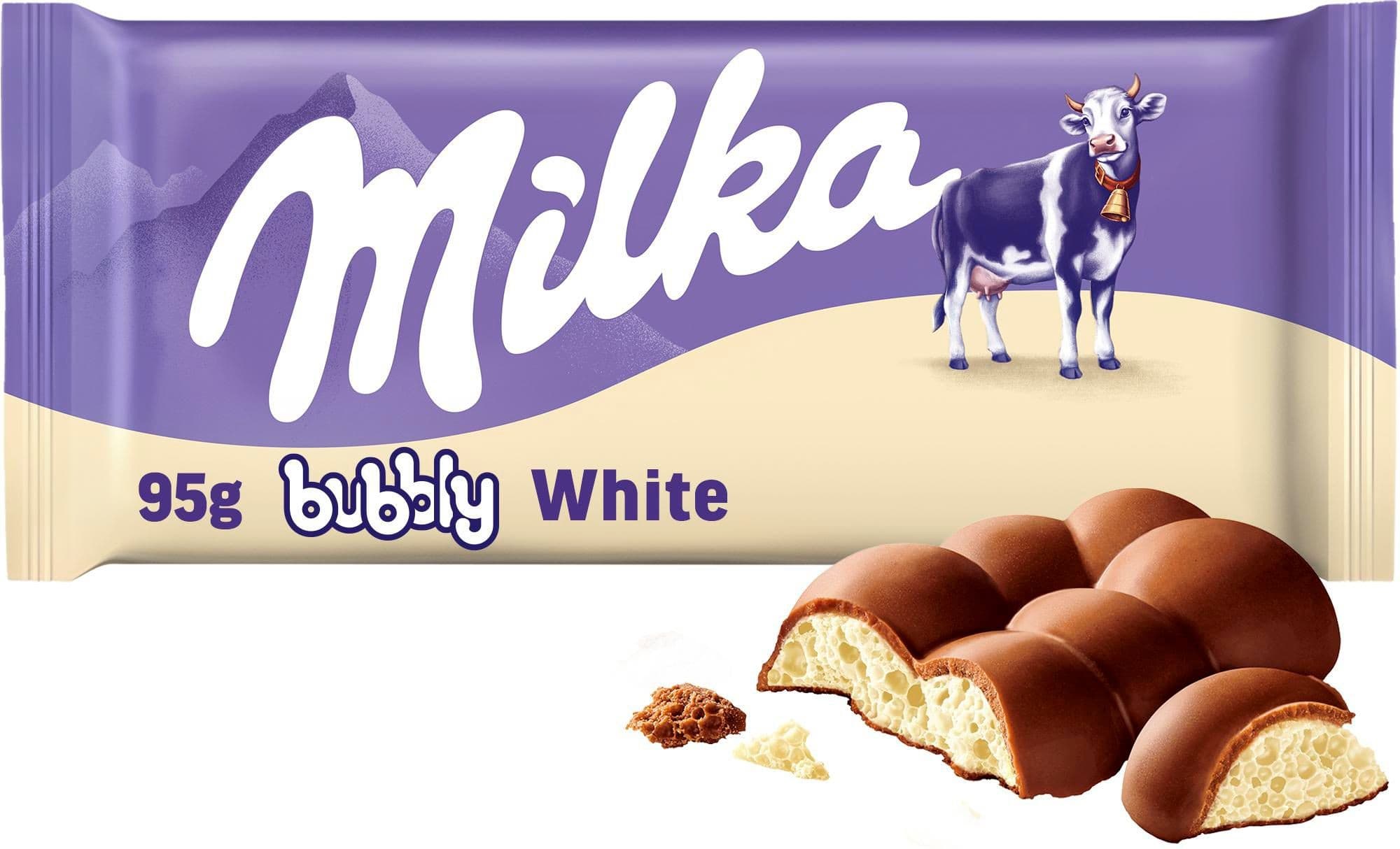 Milka čokoláda  Bubbly bílá a mléčná s bublinkami 95 g