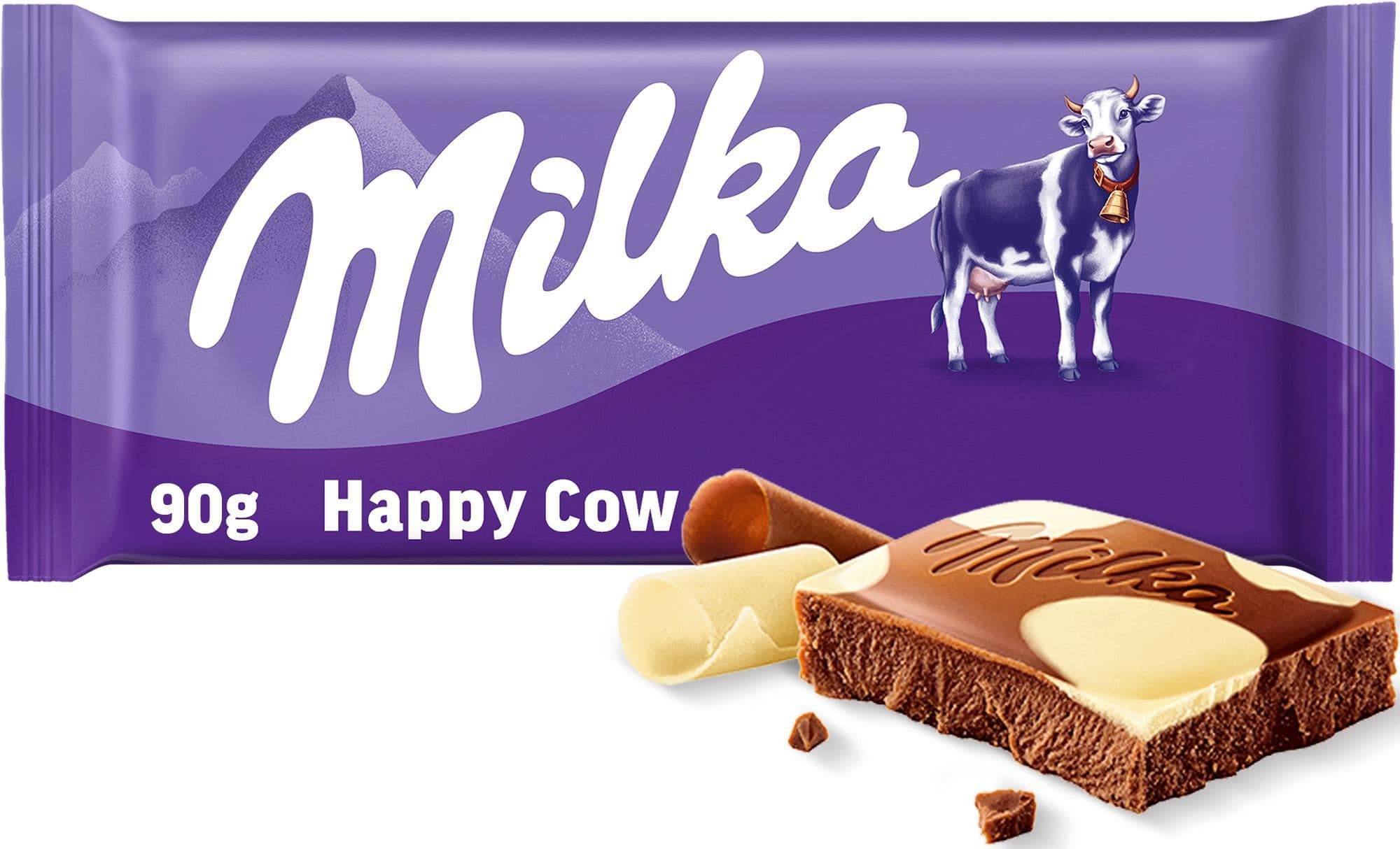 Milka čokoláda Happy Cow mléčná a bílá 90g