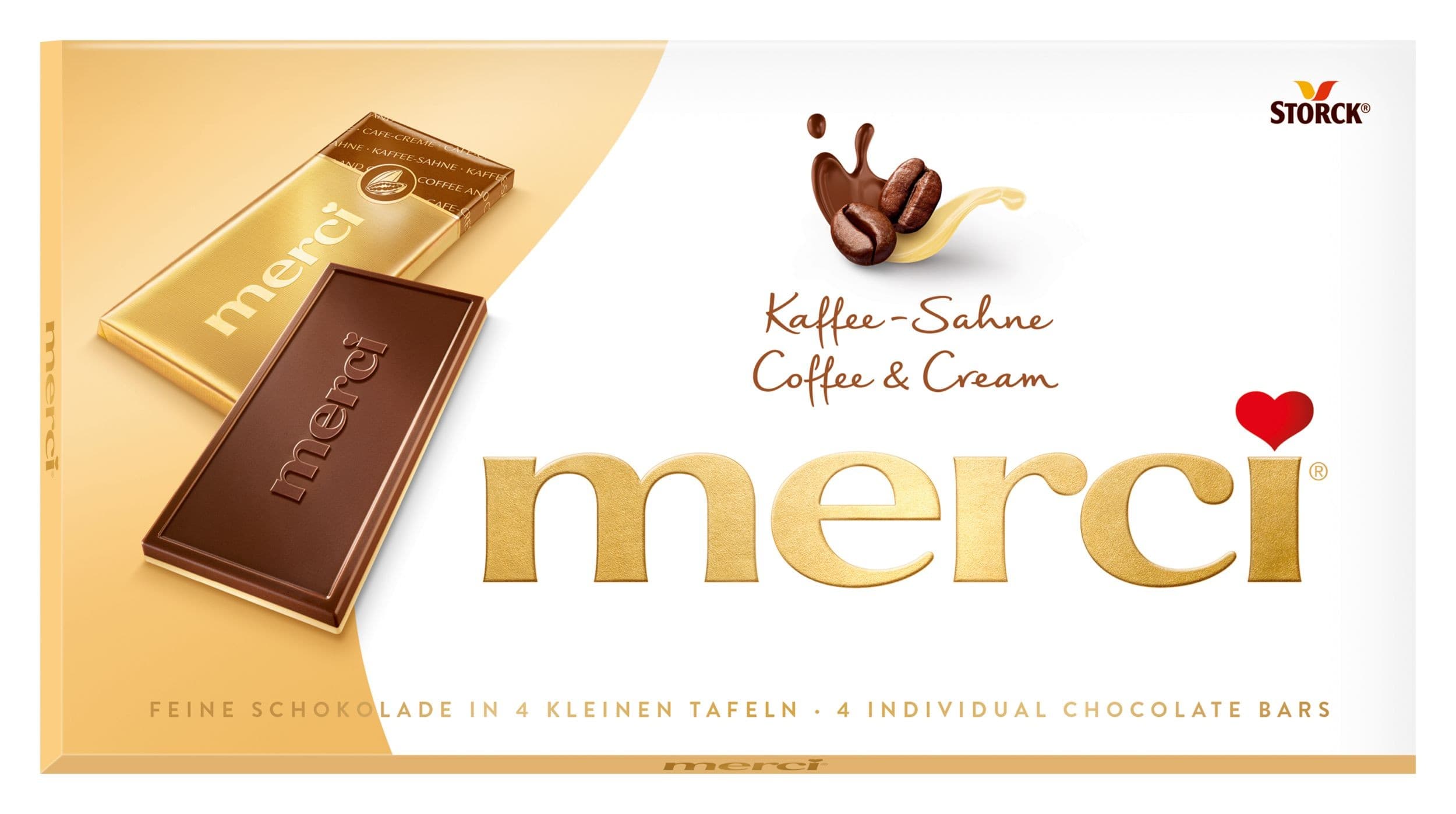 Storck merci Smetanová čokoláda s kávovou příchutí na bílé čokoládě 100g
