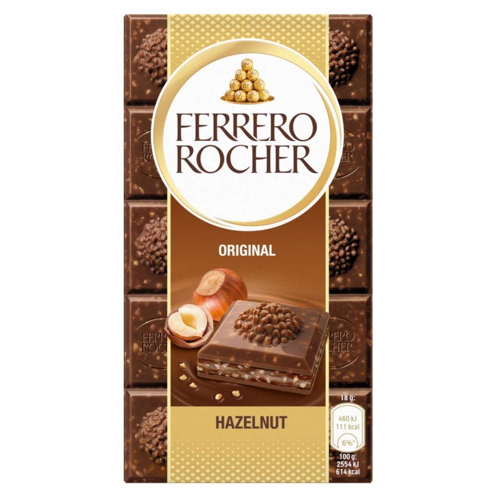 Ferrero Rocher Original mléčná čokoláda plněná s lískooříškovou náplní a kousky lískových oříšků 90g