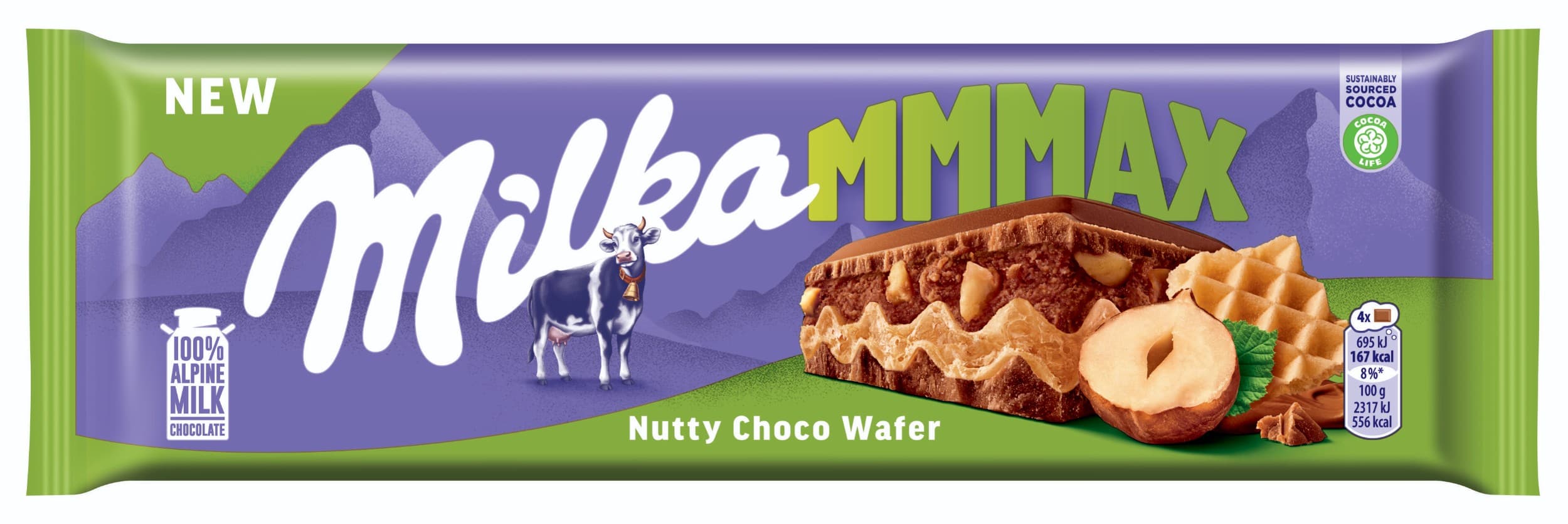 Milka čokoláda Mmmax Nutty Choco Wafer mléčná, oplatka a oříšky 270 g