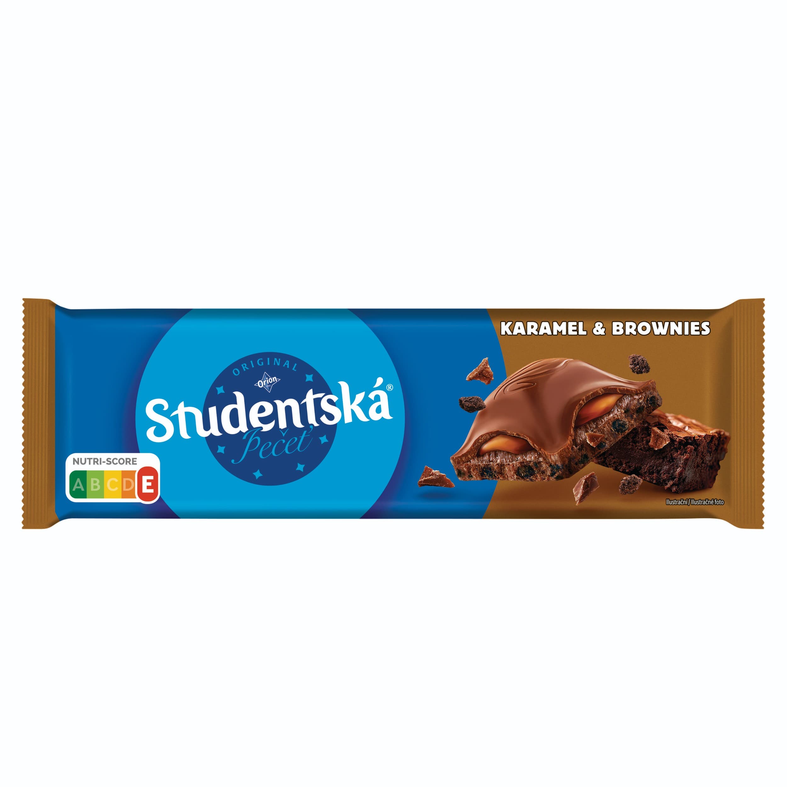 Orion Studentská pečeť Caramel & Brownies, čokoláda s kakaovou-karamelovou náplní 240g