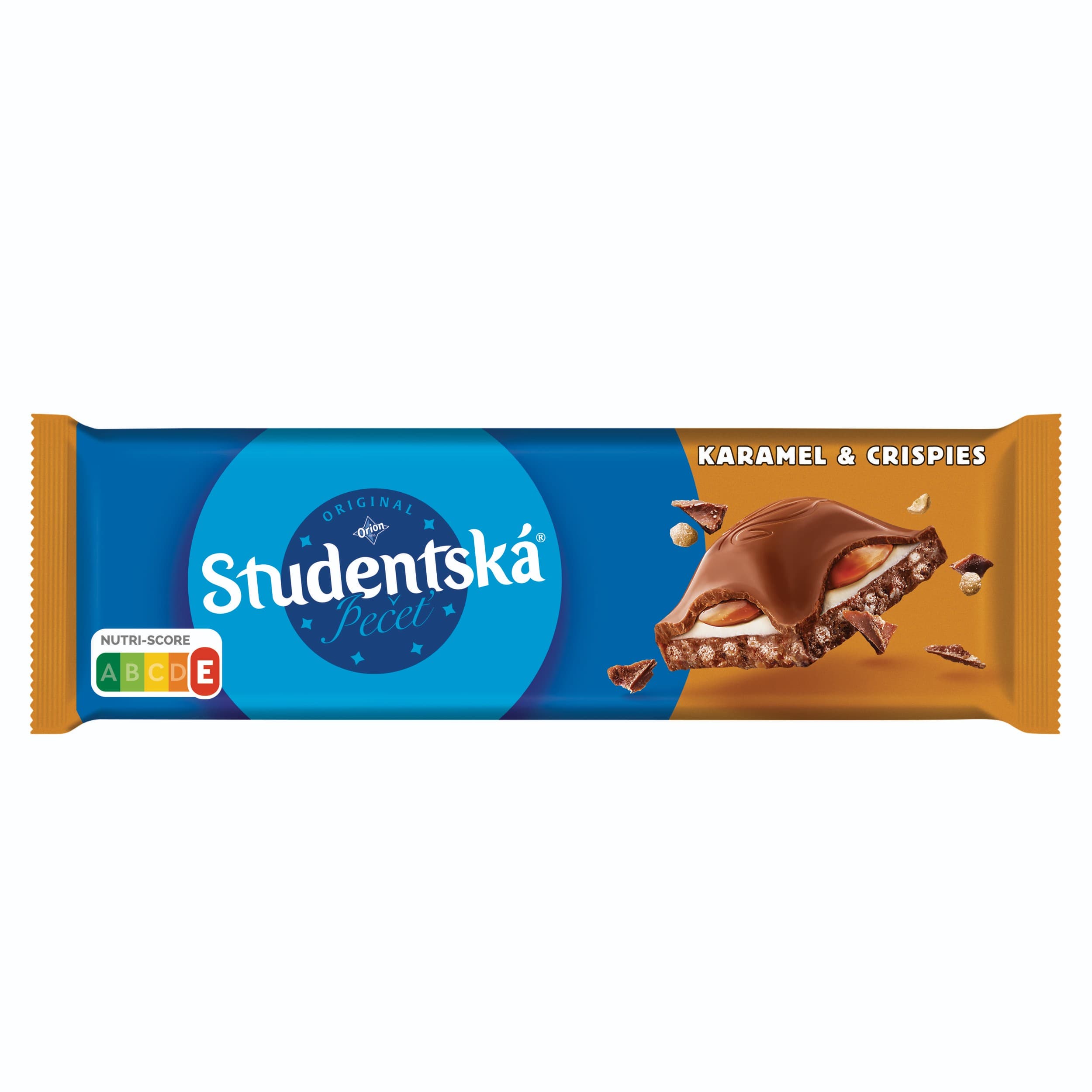 Orion Studentská pečeť Caramel & Cookies, čokoláda s kousky sušenek a náplní 235g