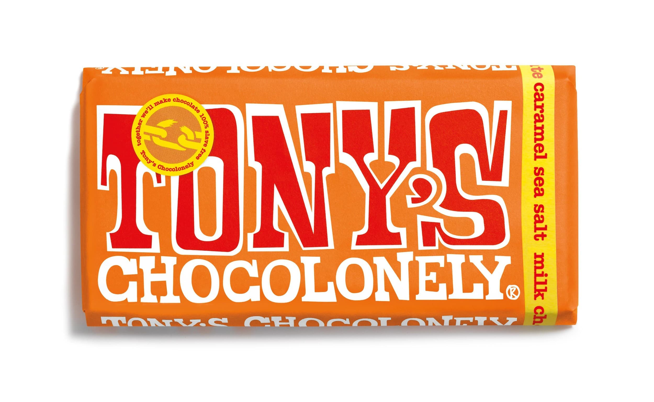 TONY´S Mléčná čokoláda s kousky karamelu a mořskou solí 180g