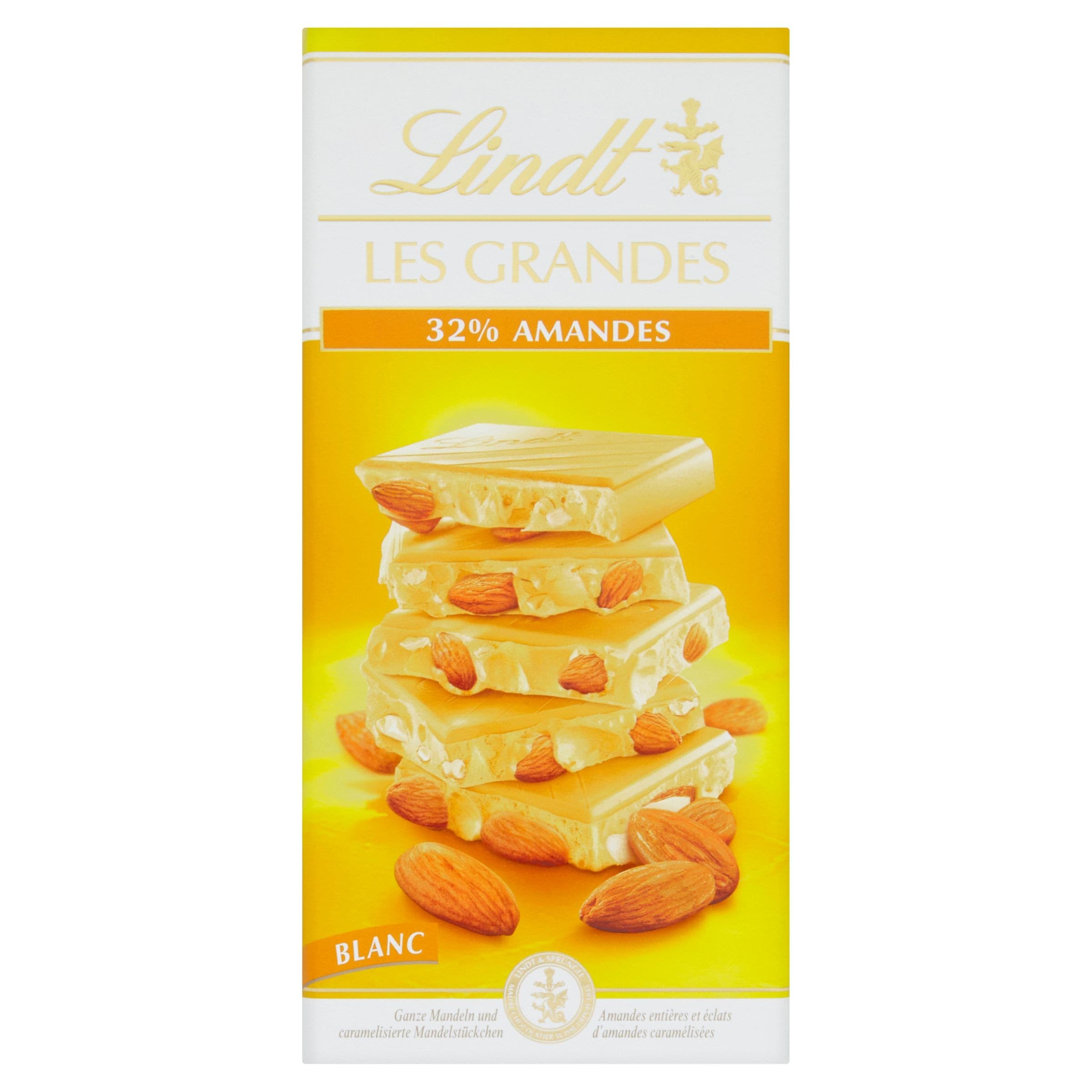 Lindt Les Grandes bílá čokoláda s mandlemi 150 g